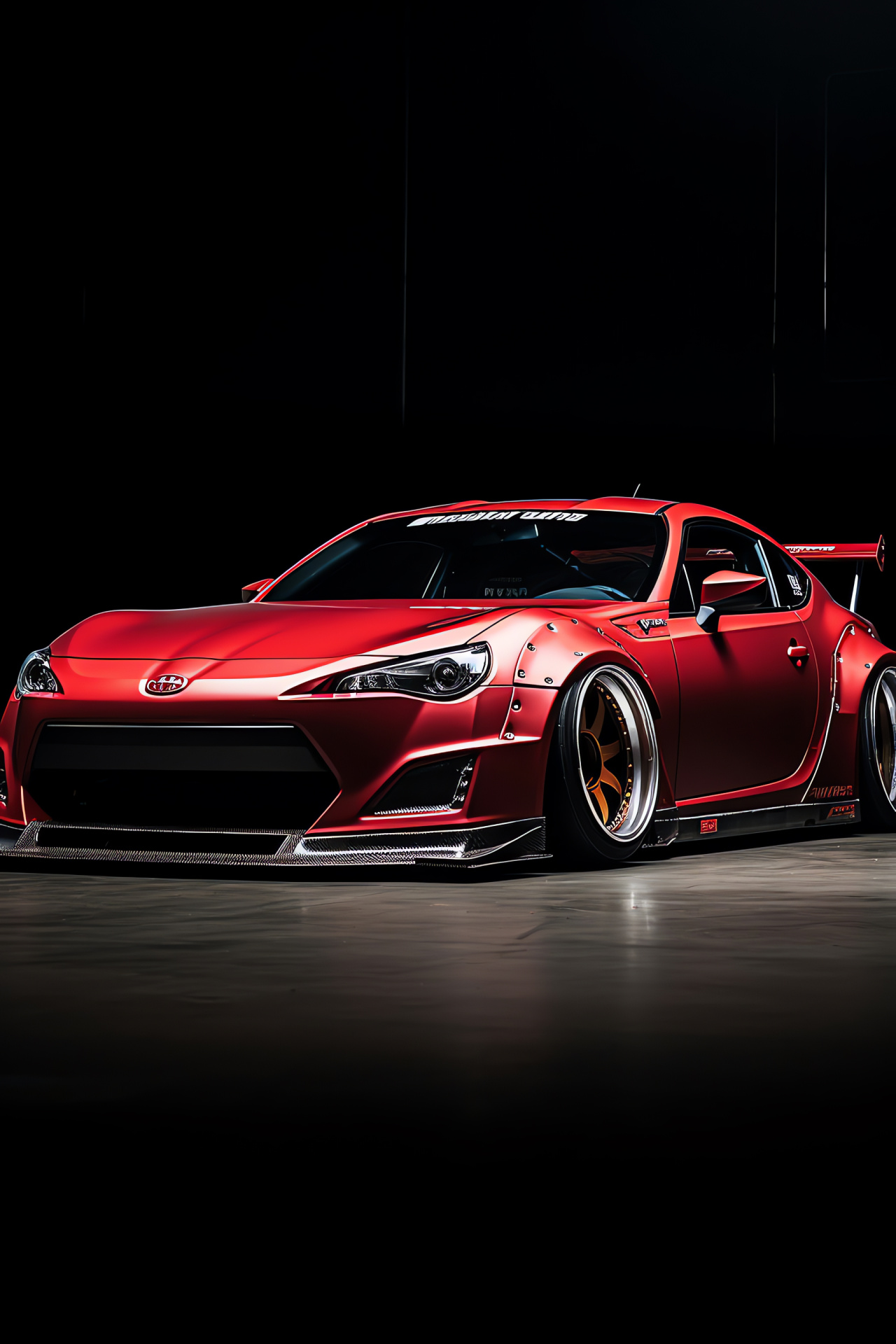 Scion FR-S Rocket Bunny model, Sporty coupe, Red painted vehicle, Aerodynamic auto design, Modified tuner, HD Phone Image