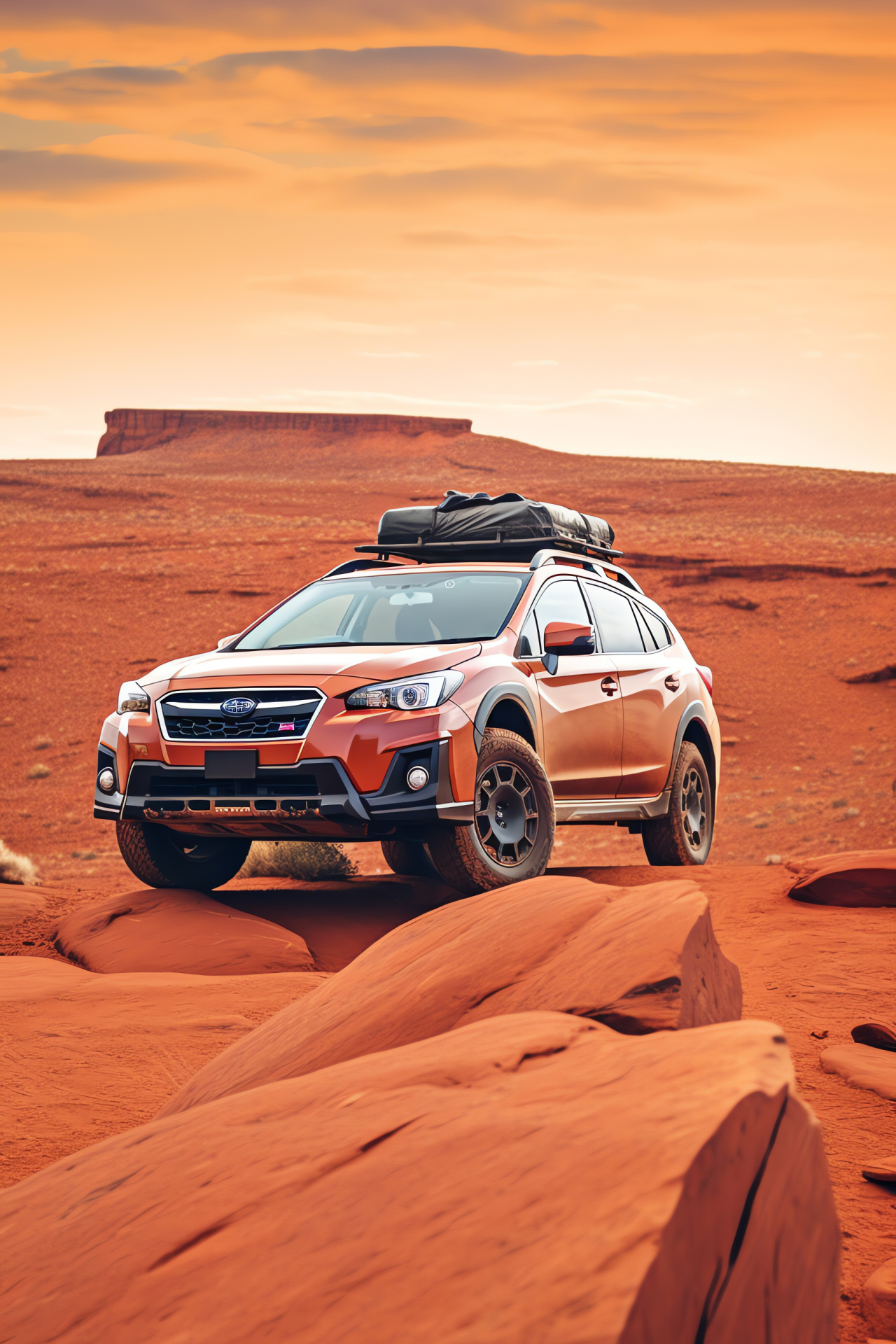 Subaru XV Adventure, Australian Outback traversing, robust vehicle armor, elevated driving configuration, adventure-ready, HD Phone Image