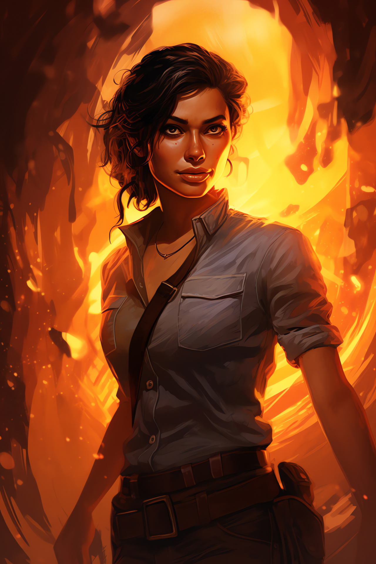 Chloe Frazer, Uncharted treasure seeker, Fierceness in eyes, Ancient relics, Secret discovery, HD Phone Image