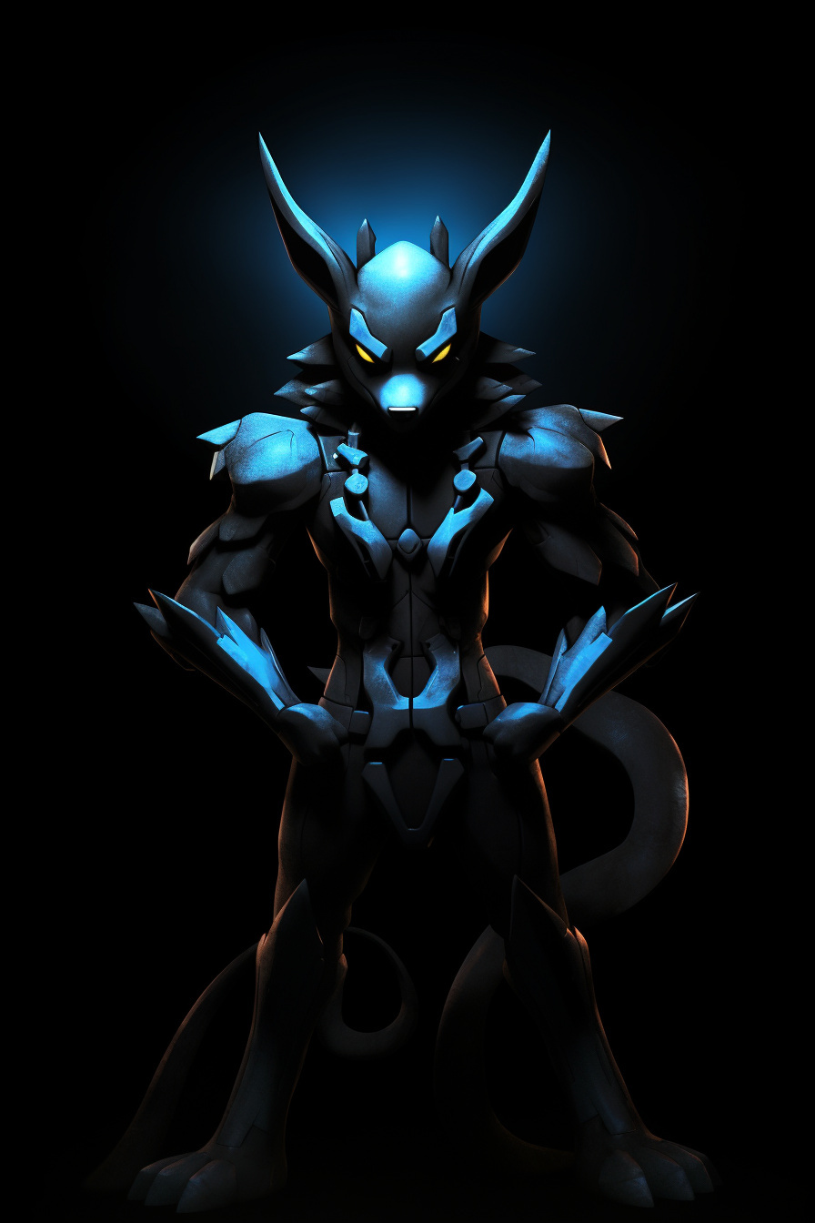 Lucario cross-armed, Aura Guardian, Blue-eyed vigilance, Fighting Steel Pokemon, Shadowy backdrop, HD Phone Wallpaper