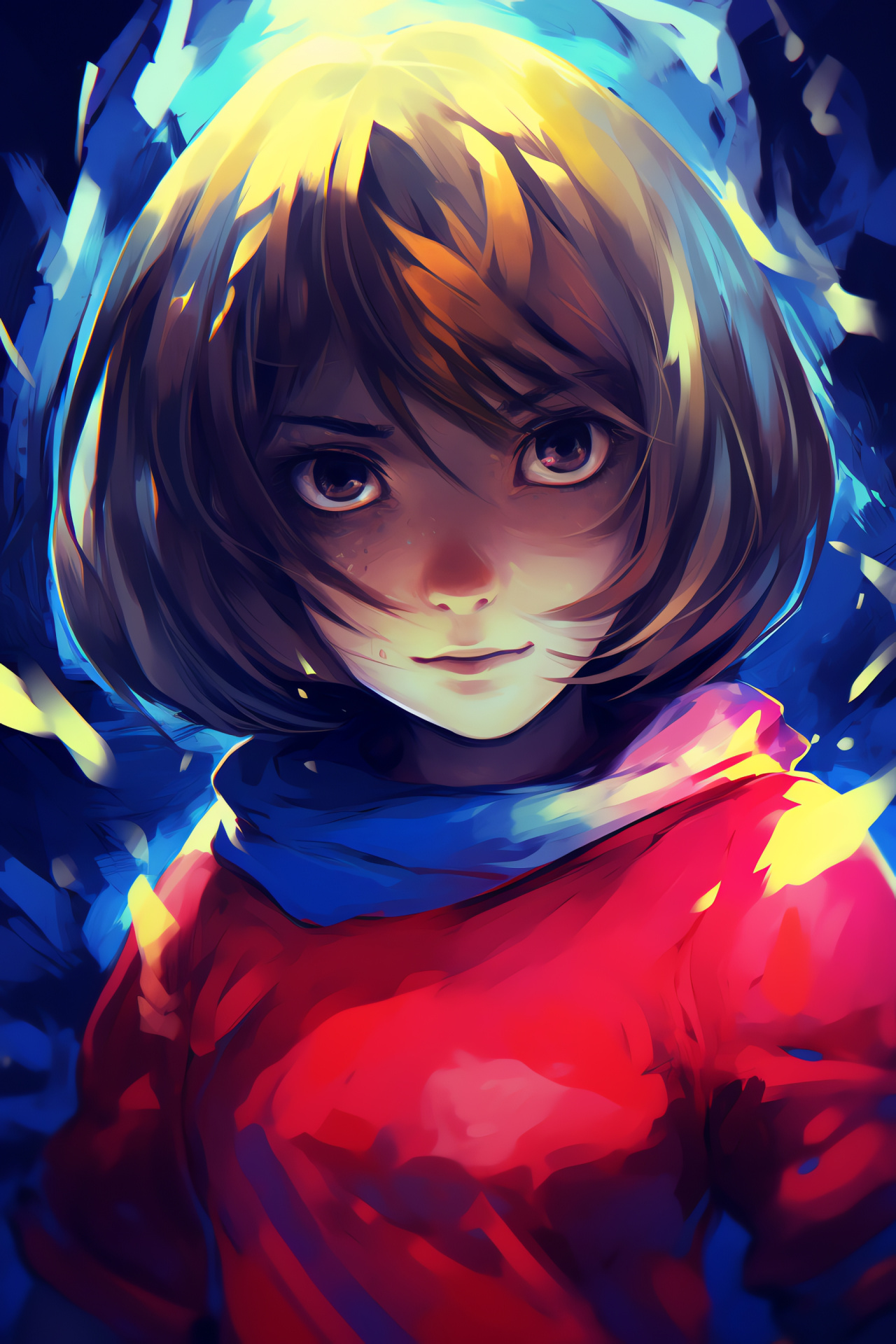 Up-close with Undertale's Frisk, Heroic face detail, Protagonist of game, Expressive gaming visual, Frisk adventure close-up, HD Phone Wallpaper