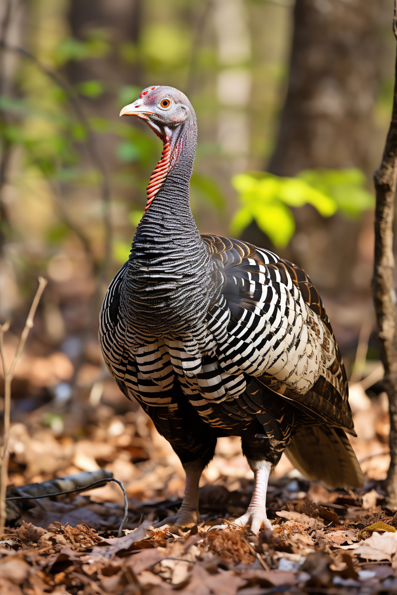 Galliformes species, Individual turkey hen, Textured avian covering, Ground-feeder in natural setting, Birds of North America, HD Phone Image