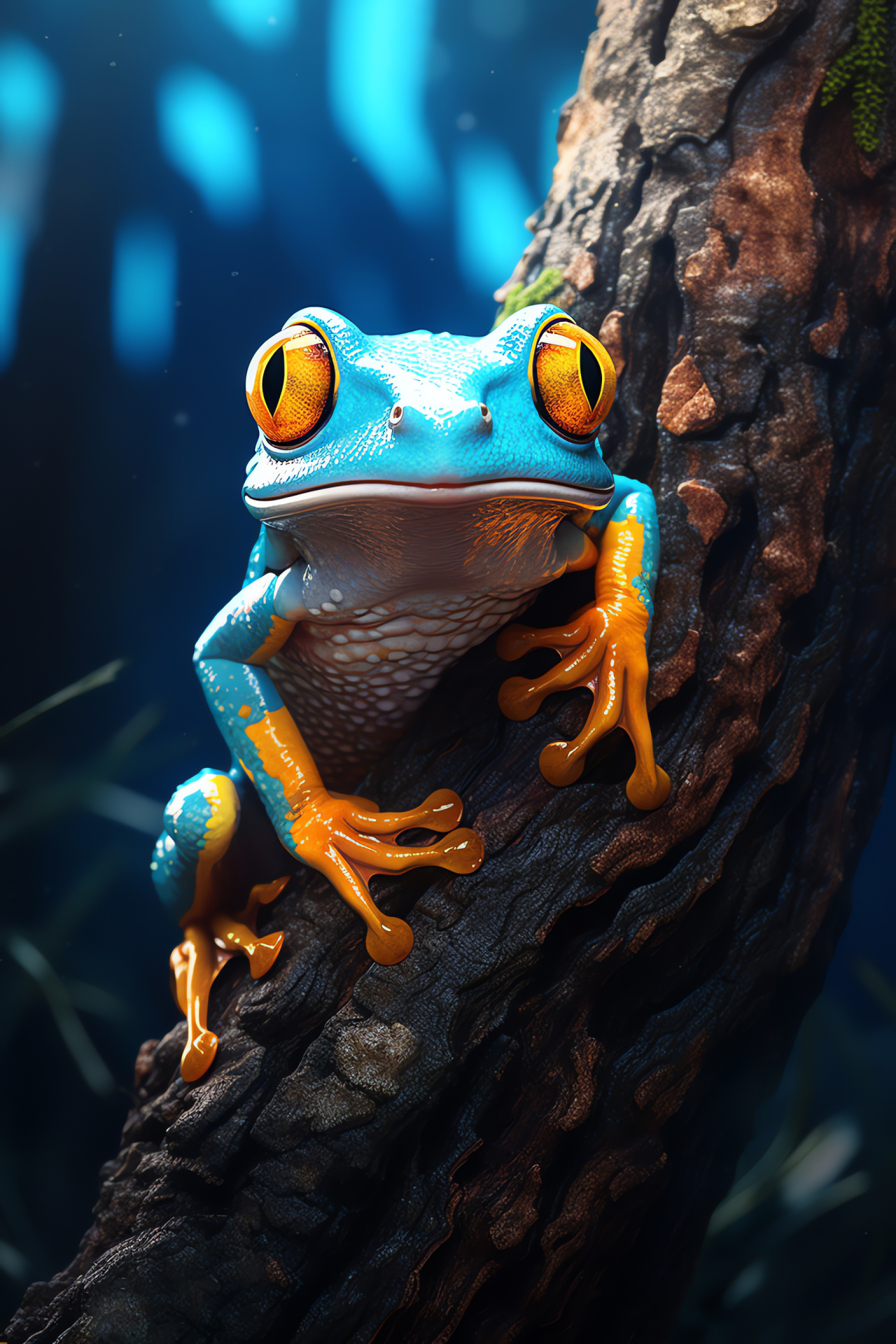 Tree Frog, Bright-eyed amphibian, Arboreal species, Rainforest ecosystem, Shining amphibian skin, HD Phone Image