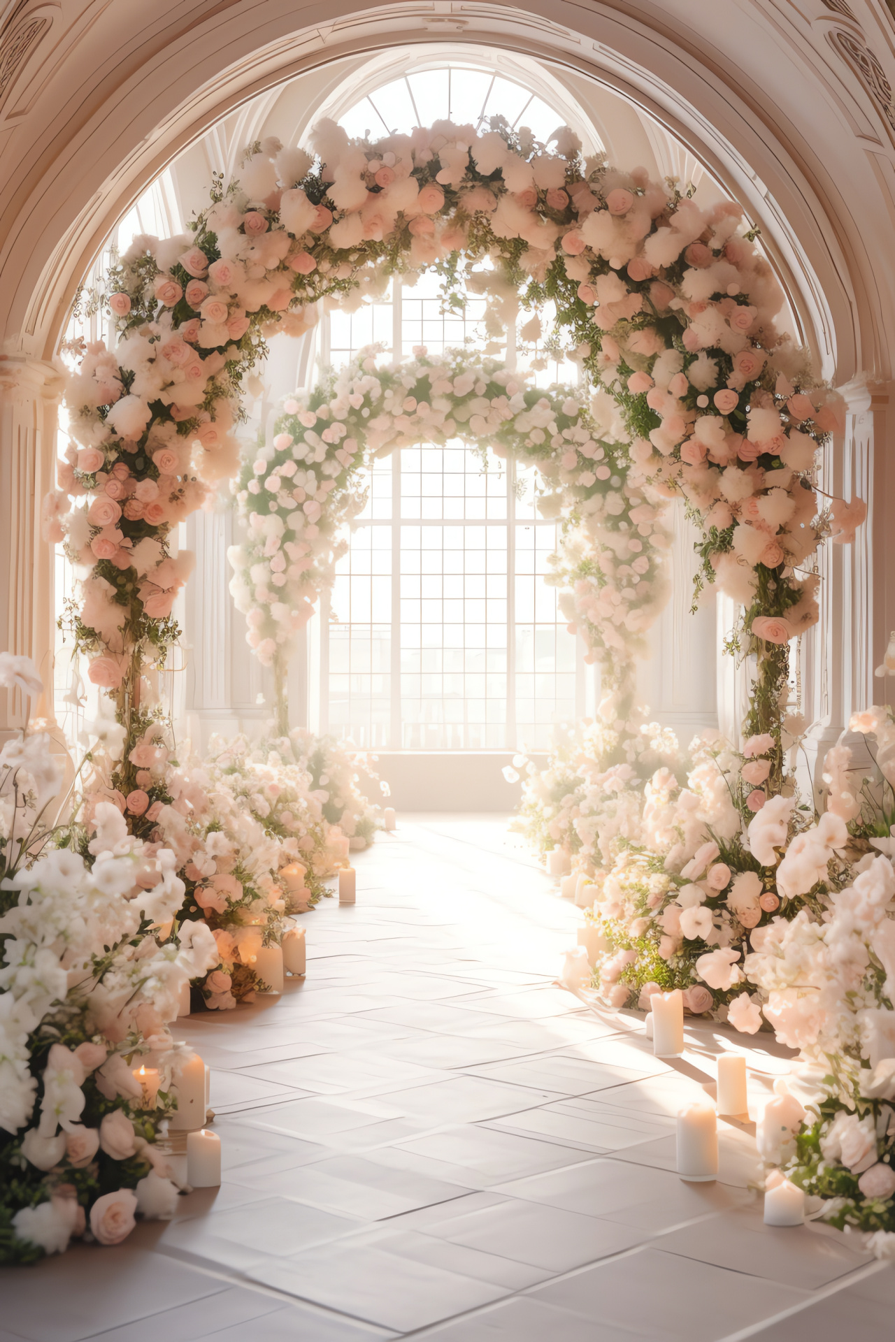 Matrimonial flora, Nuptial party, Celebration locale, Botanical archway, Blooming roses, HD Phone Image