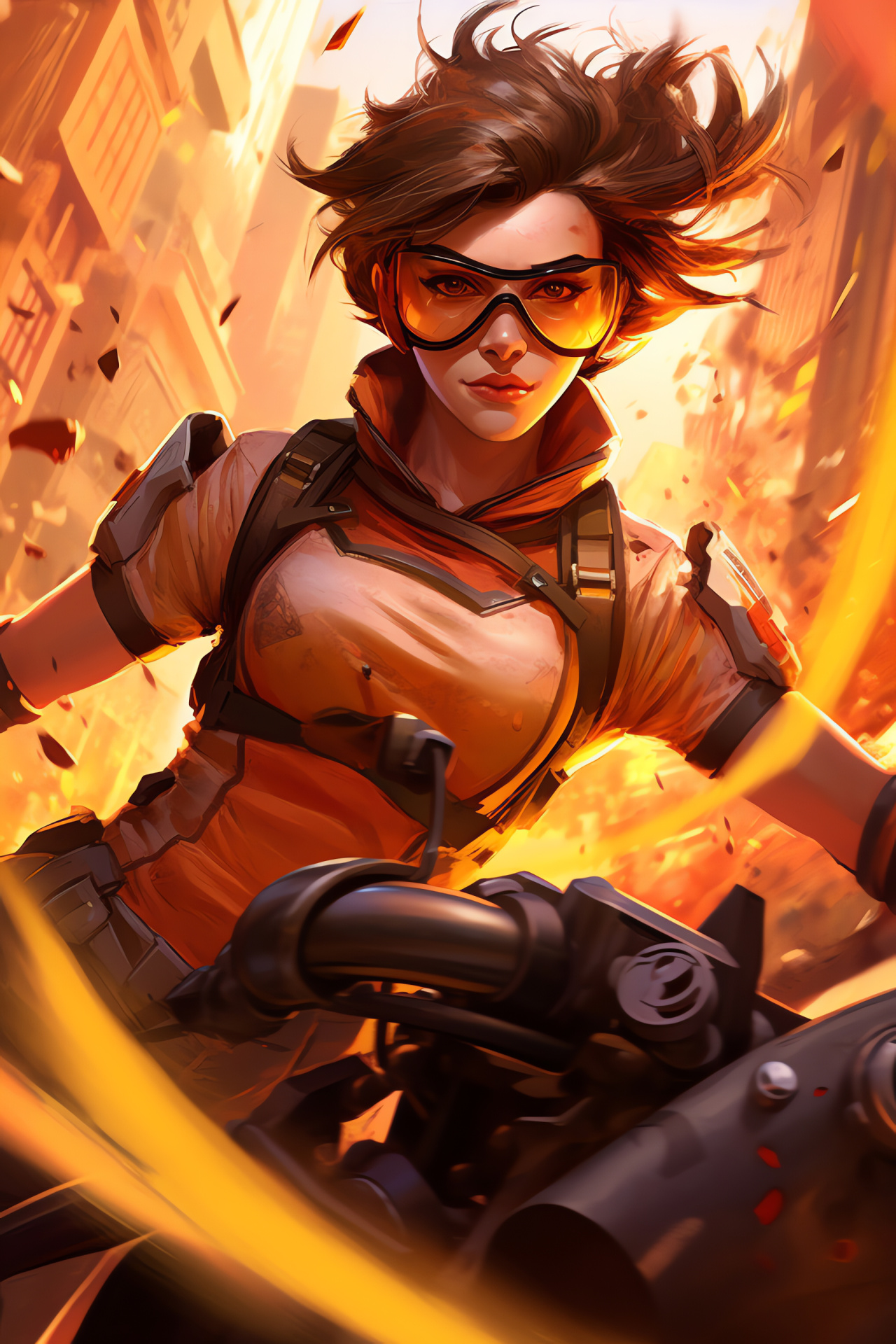 Overwatch vibrant Tracer, Havana exuberance, Colorful ambiance, Graphic rendition, Energetic presence, HD Phone Wallpaper