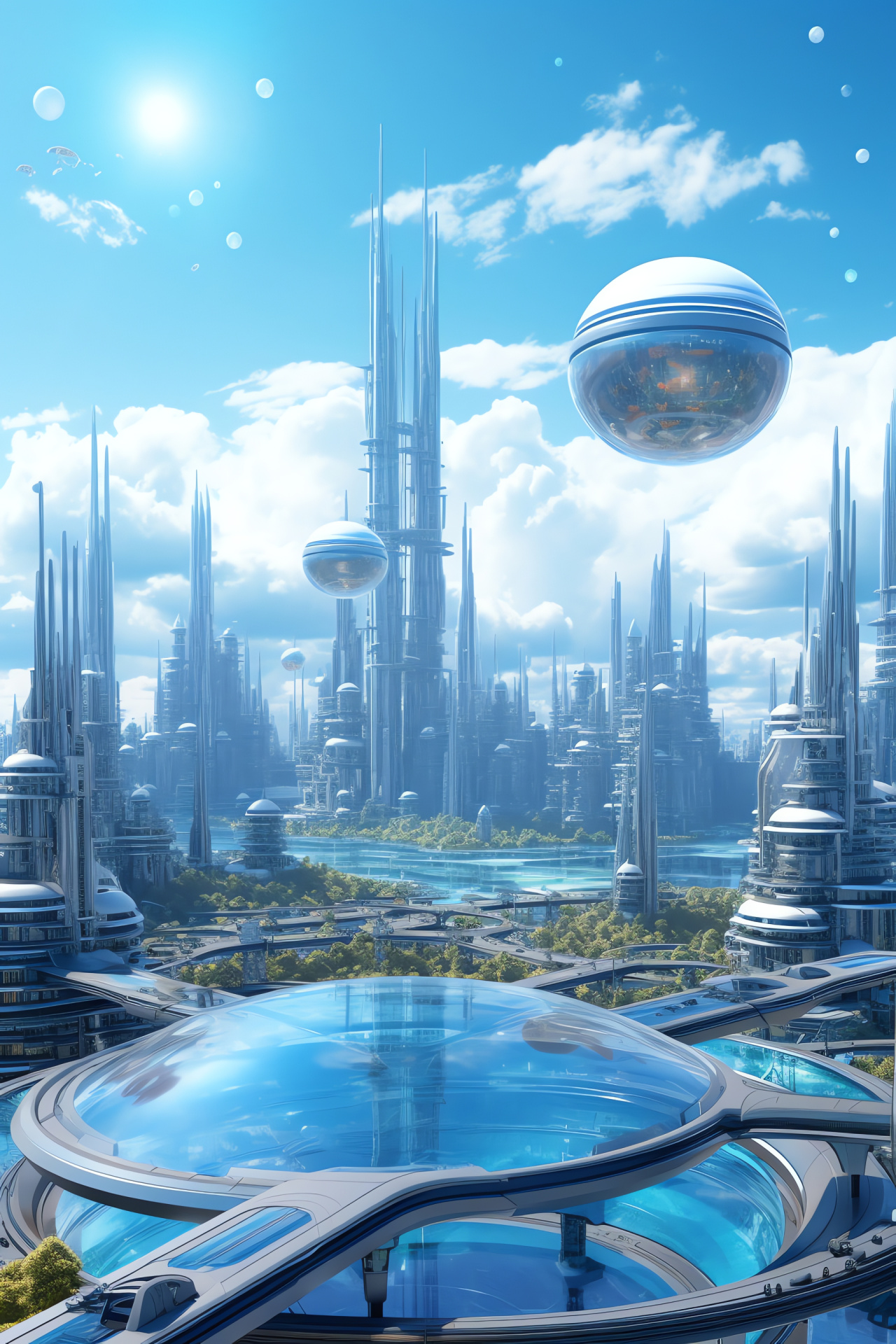 Extraterrestrial civilization, Space odyssey, City beyond Earth, Celestial body, Spherical habitats, HD Phone Wallpaper