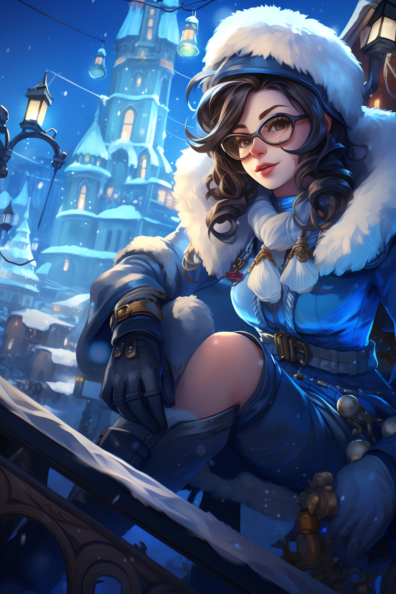 Overwatch Mei, Rialto map, Italian architecture, Navigational strategy, Night illumination, HD Phone Wallpaper