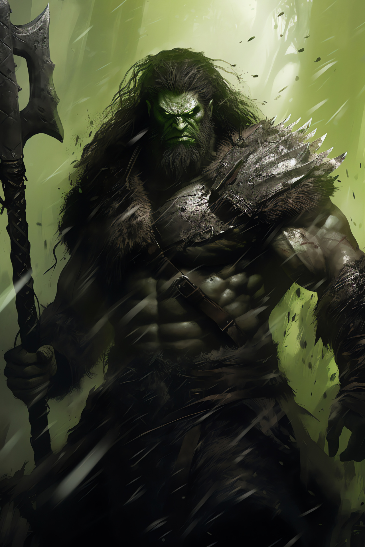 Garruk Wildspeaker representation, Emerald gaze, Mythical character art, Magic The Gathering gaming, Forest guardian, HD Phone Image