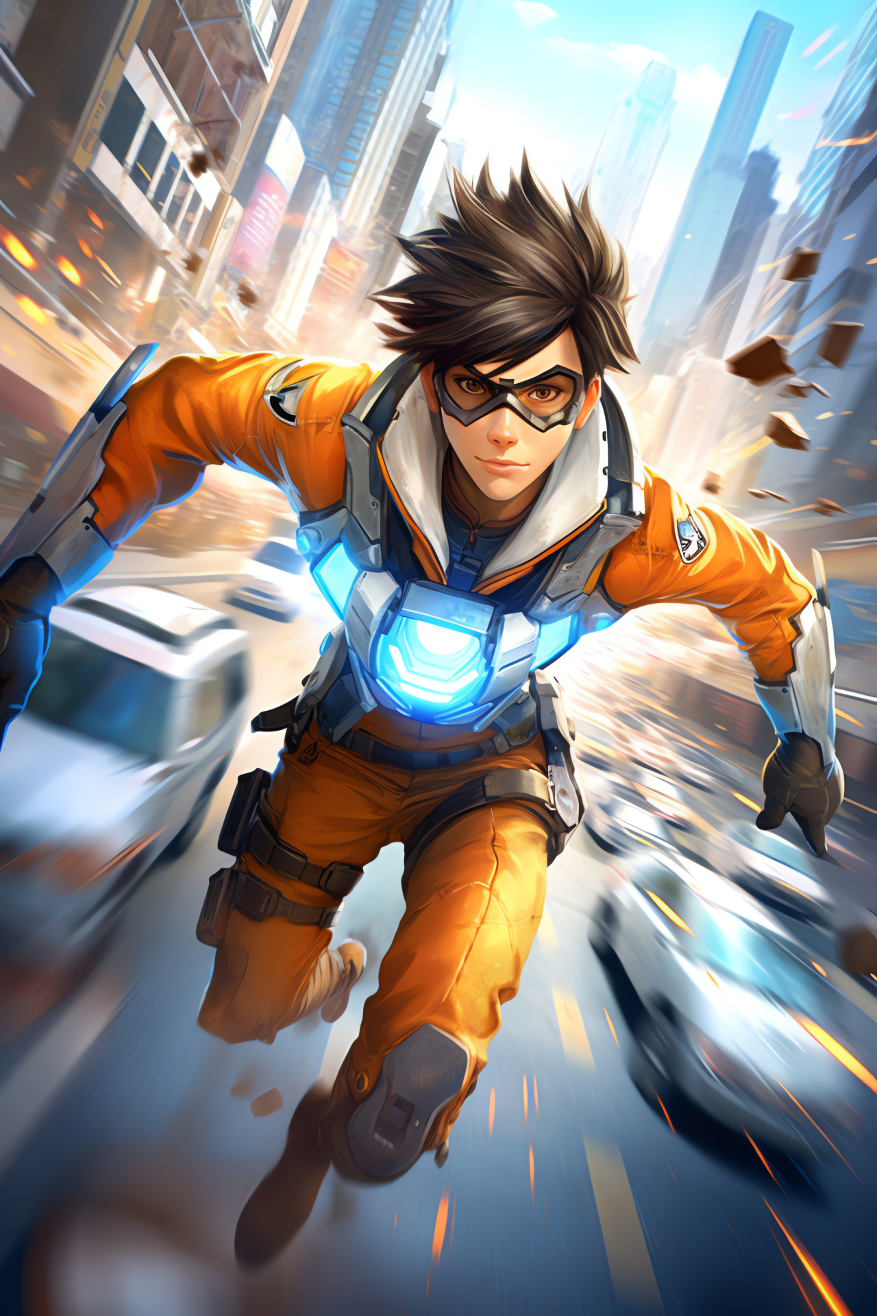 Overwatch gaming Tracer, High-speed protagonist, Game industry icon, Signature dual pistols, Gaming culture, HD Phone Image