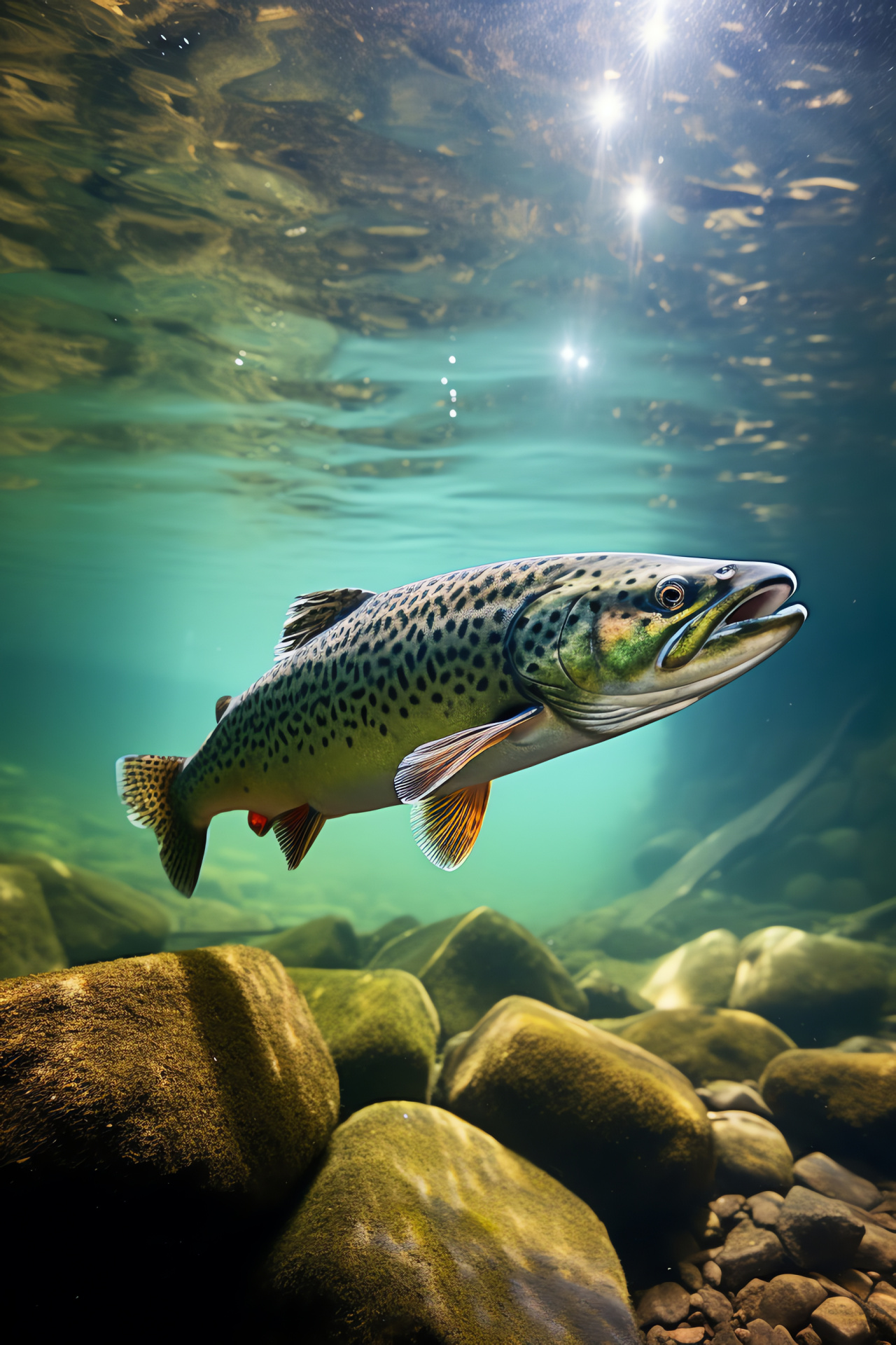 Dolly Varden Trout species, Dark green aquatic scales, Blue freshwater fish, Habitat river ecosystem, Trout in wilderness, HD Phone Wallpaper