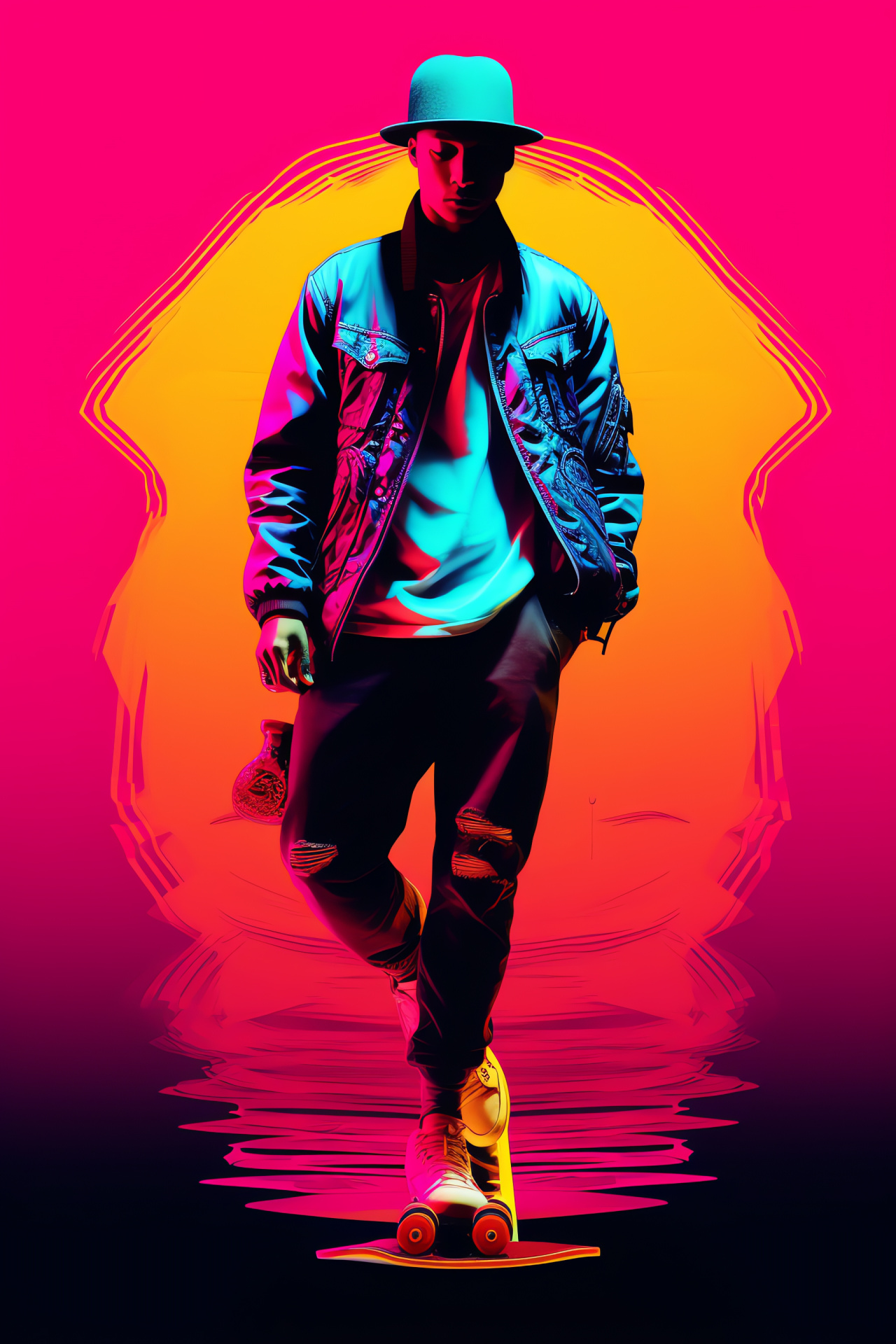 Pharrell Williams, Intense gaze, Artist profile, Skating culture, Fashion-forward appearance, HD Phone Wallpaper