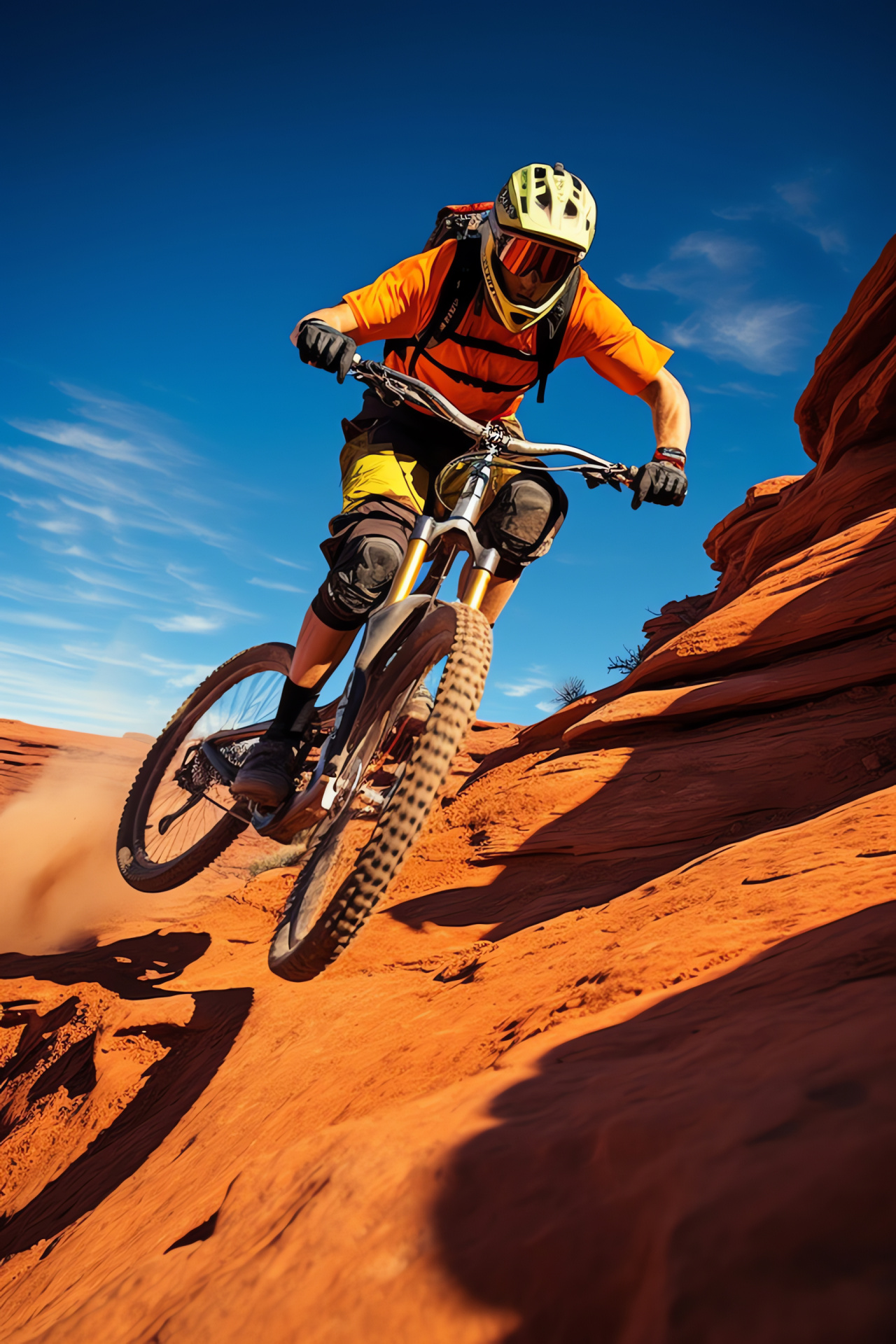 MTB Moab riders, Porcupine Rim challenge, Arduous rocky descent, Slickrock MTB maze, Utah outdoor sports, HD Phone Wallpaper