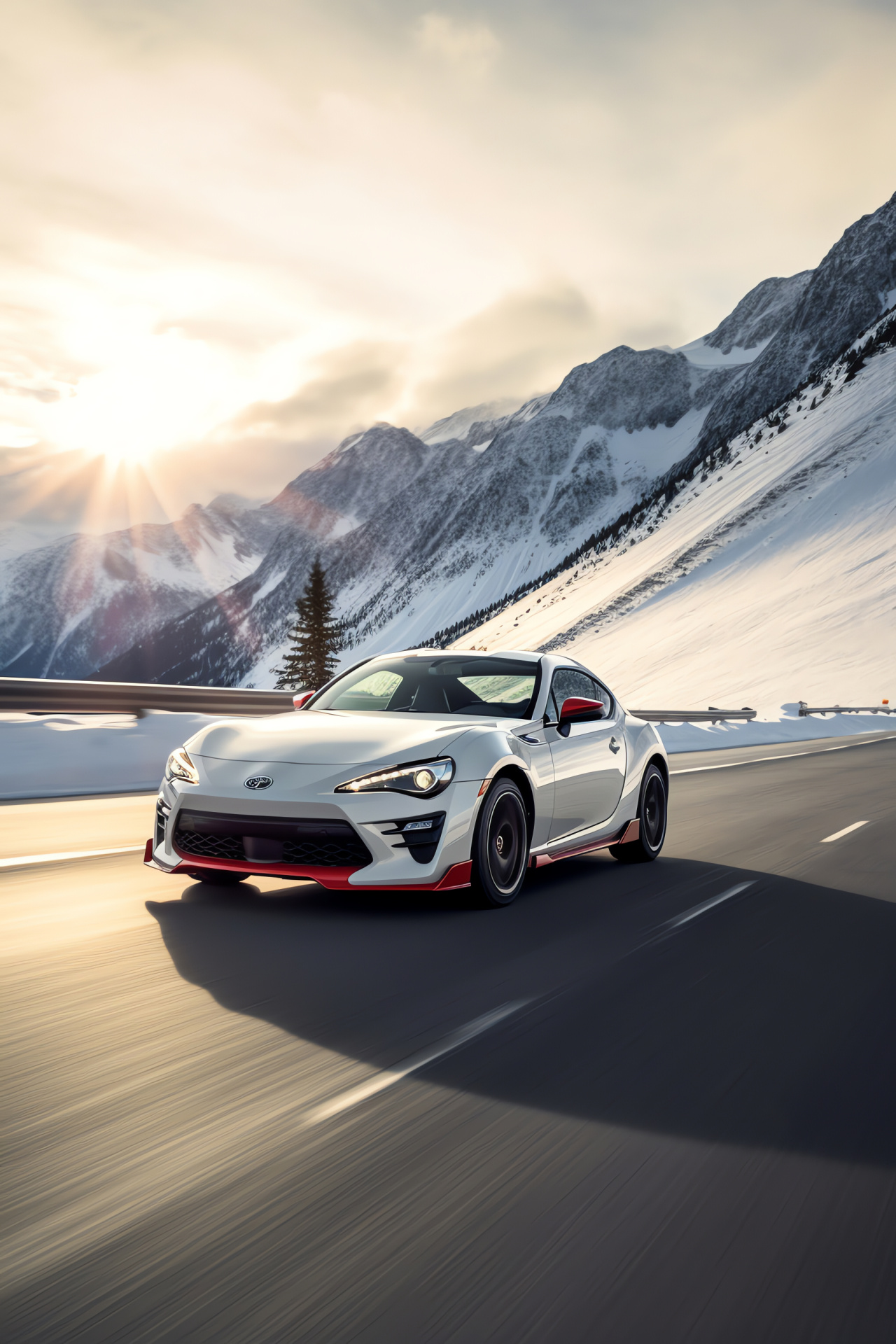 TRD engineered car, Toyota 86 snow performance, alpine driving, winter rally, dynamic handling, HD Phone Wallpaper