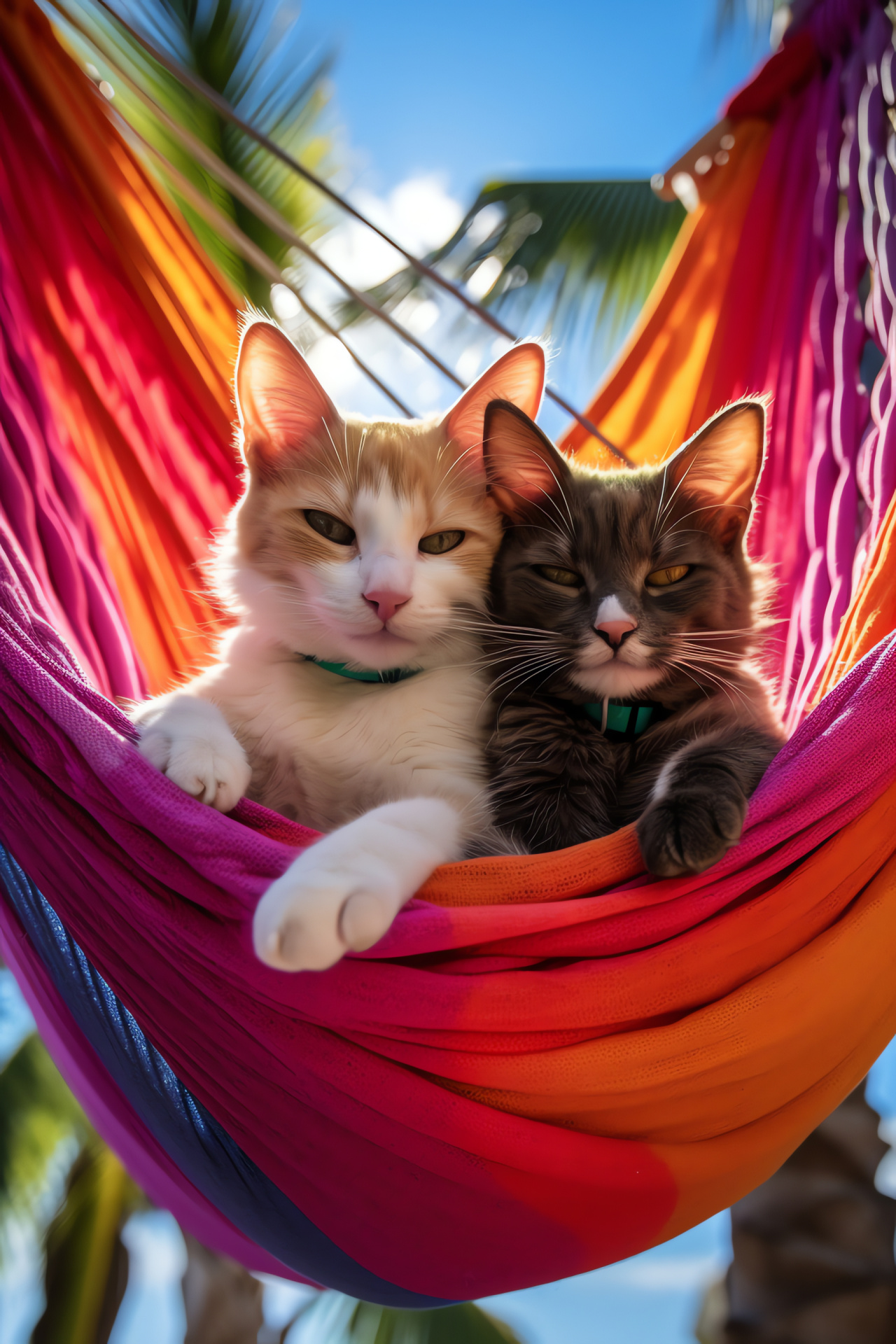 Valentine Felines, Playful domestics, Love accessories, Restful nook, Tropical foliage, HD Phone Wallpaper