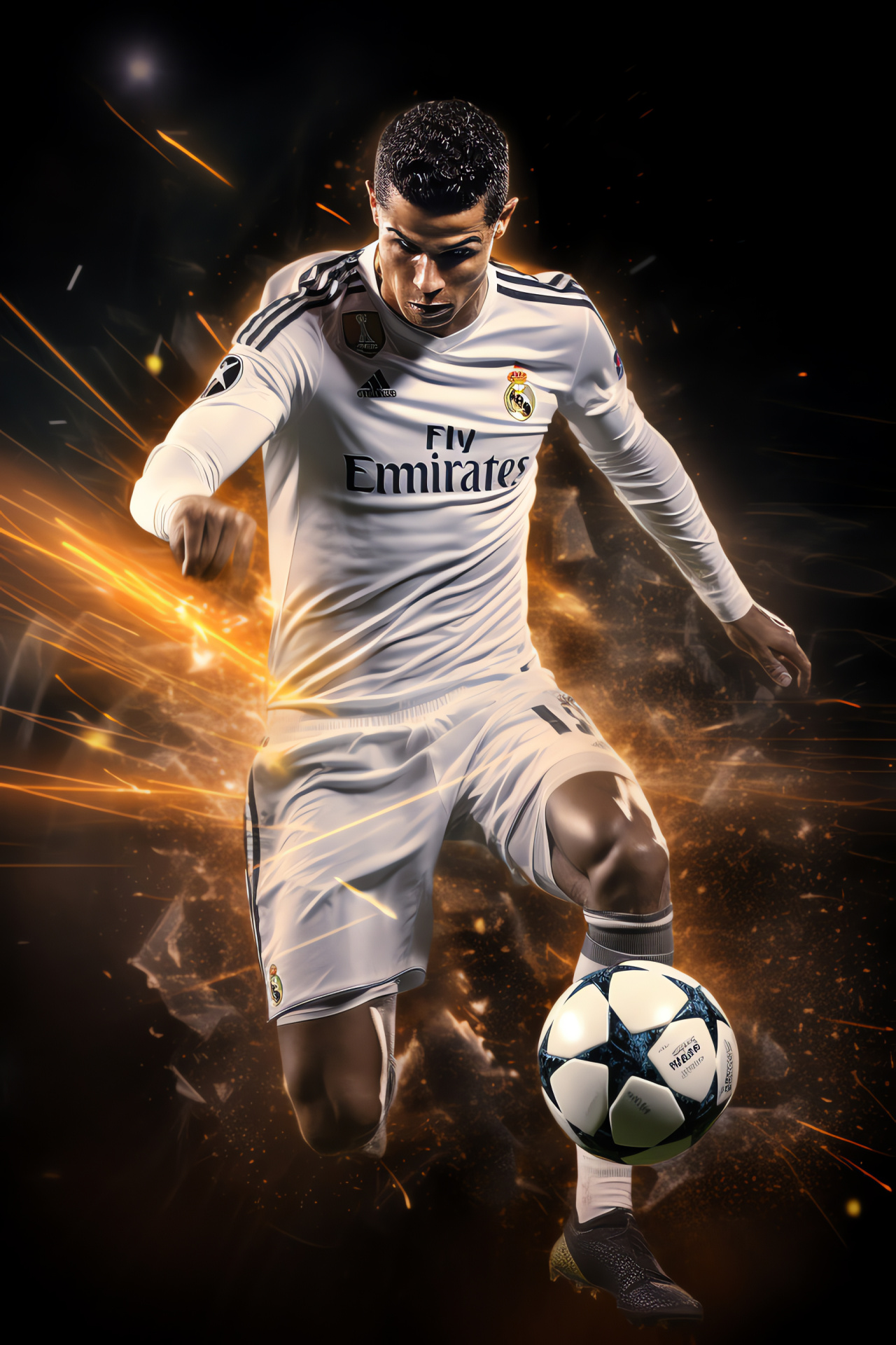 Cristiano Ronaldo during play, Skilled footballer, Soccer control, Match defense, Competitive spirit, HD Phone Image