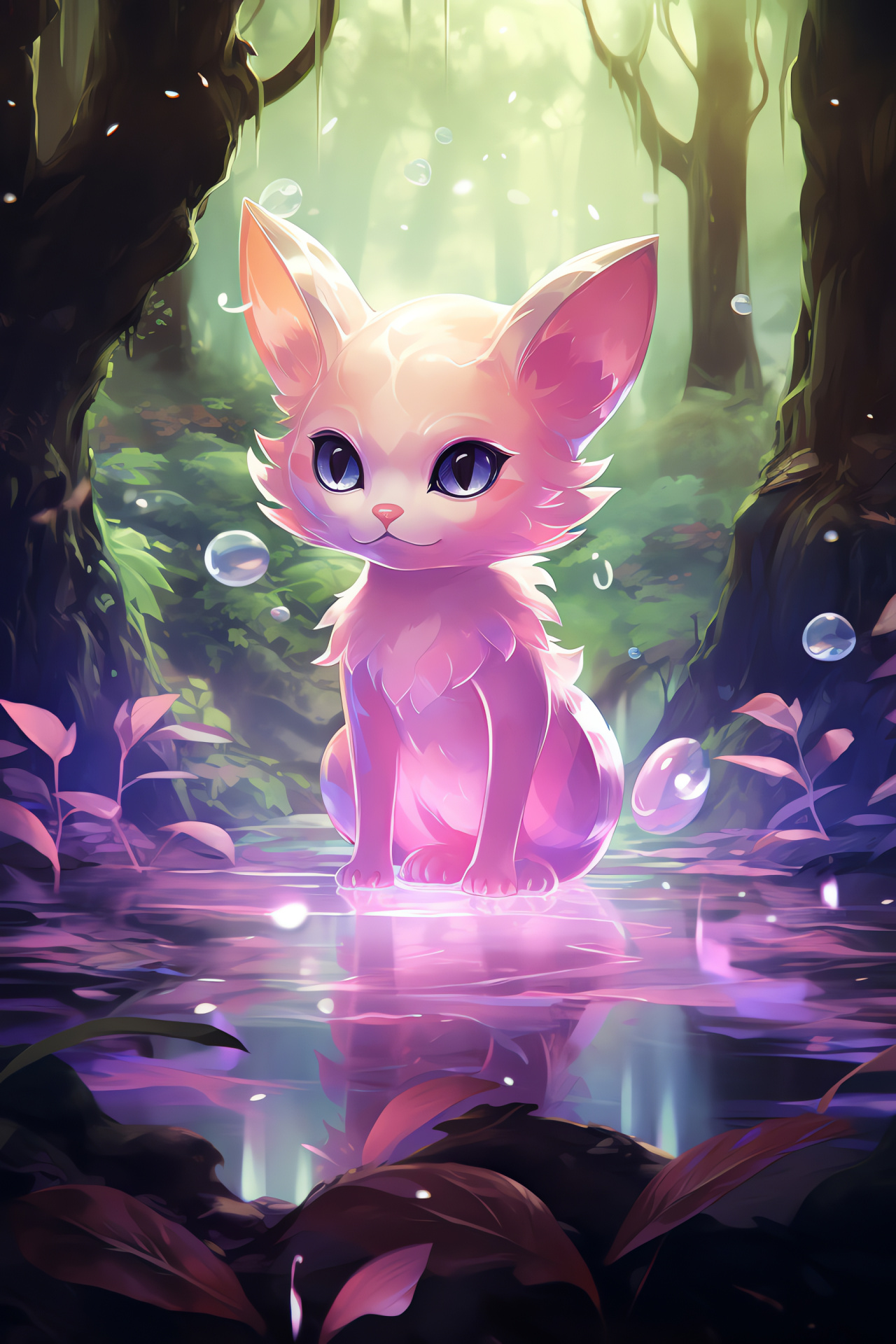 Original Pokemon, Mew Legendary, Telepathic powers, Serene forest habitat, Adorable mythical creature, HD Phone Wallpaper