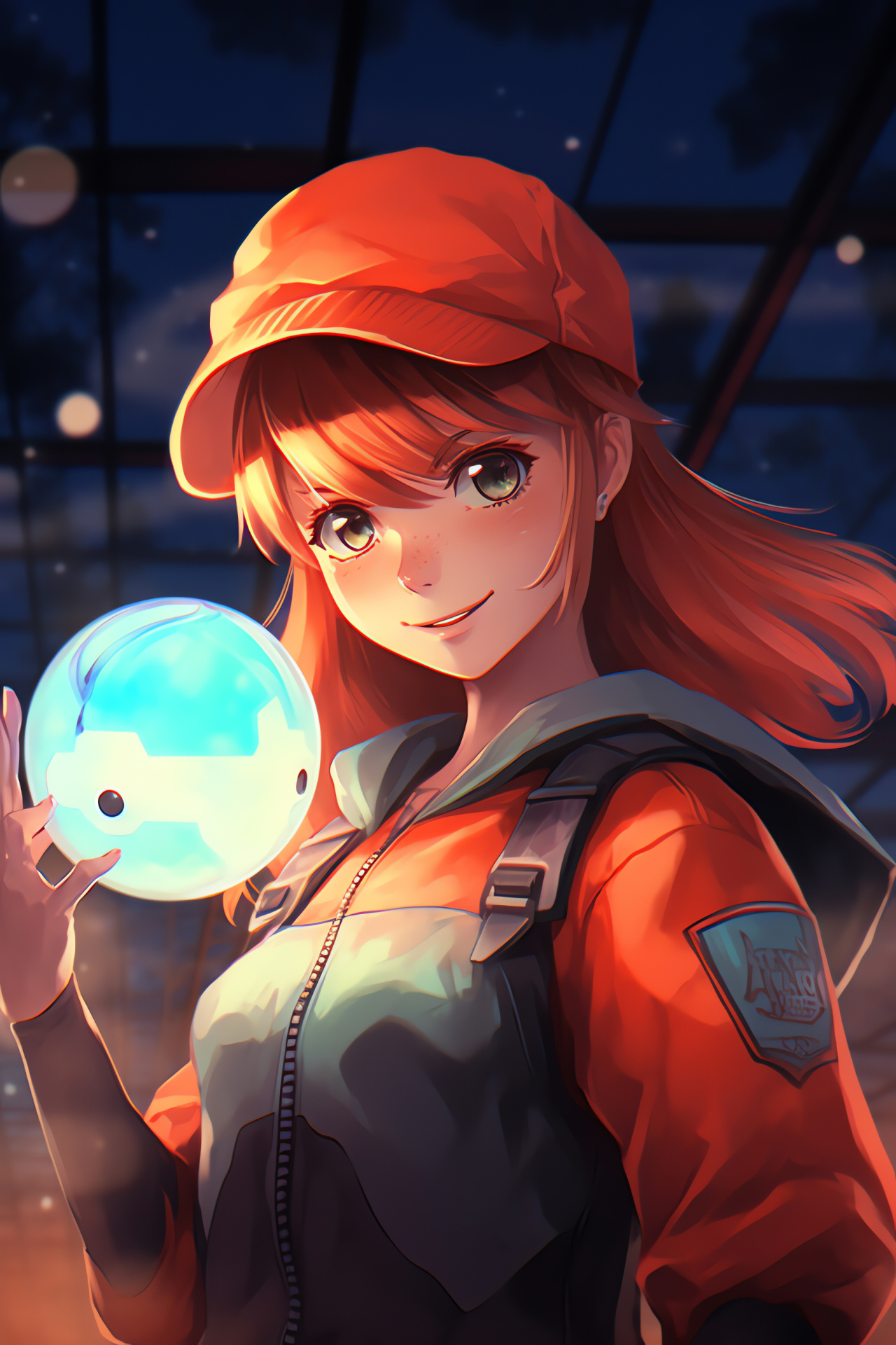 Gym Leader Misty, aquatic Pokemon expertise, vibrant orange hair feature, expressive azure eyes, anime style, HD Phone Wallpaper