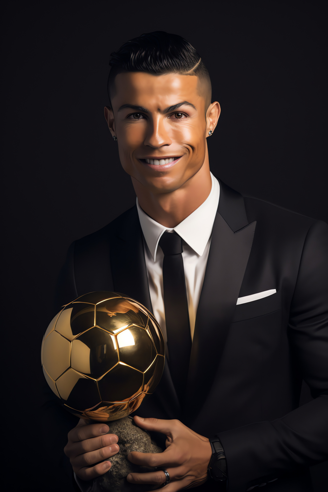 Cristiano Ronaldo, football celebrity, prestigious award, career achievement, sports trophy, HD Phone Wallpaper