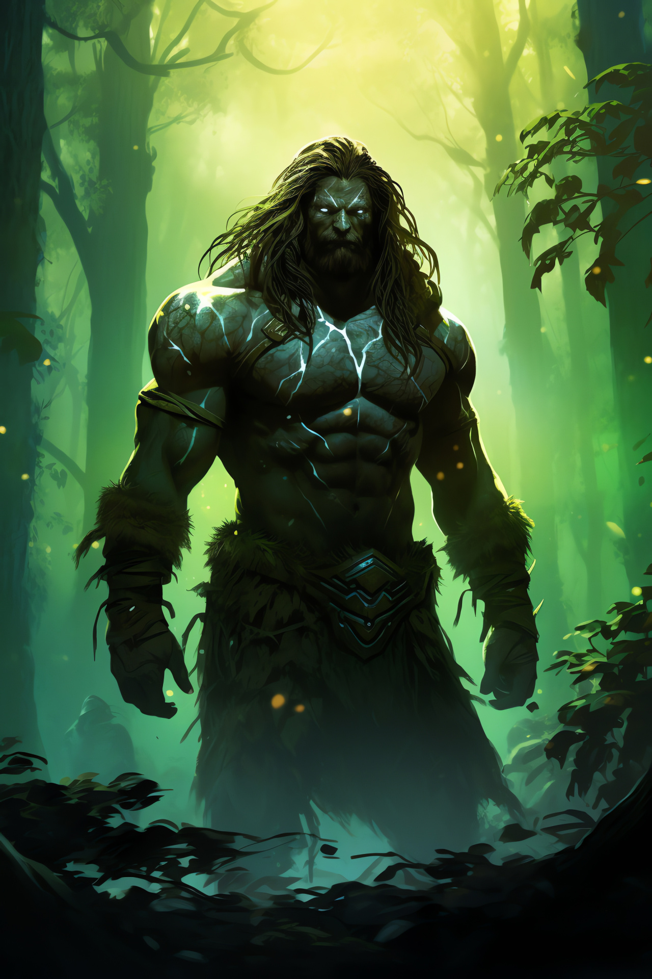 Garruk Wildspeaker MTG, Viridescent stare, Untamed visage, Woodland dominion, Majestic titan, HD Phone Wallpaper