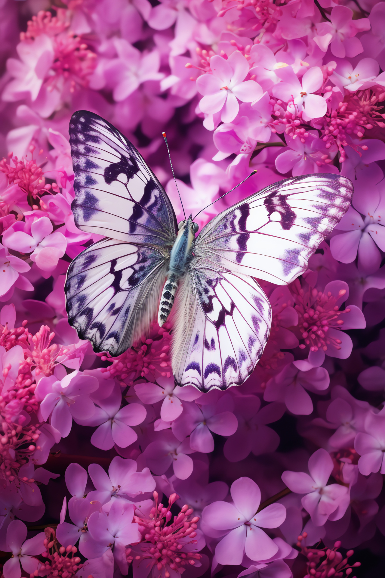 Pink and Purple Butterfly, Lepidoptera species, natural symmetry, garden wildlife, nectar feeding habits, HD Phone Wallpaper