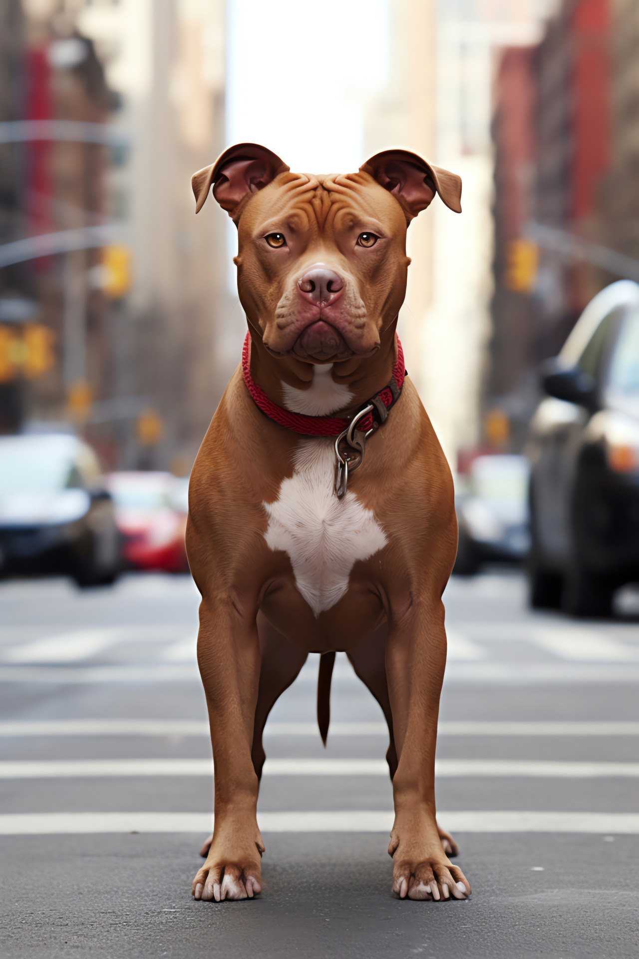 Breed Red Nose Pitbull, Animal Vivid Eyes, Canine Glossy Coat, Texture Brindle Fur, Pet White Markings, HD Phone Wallpaper