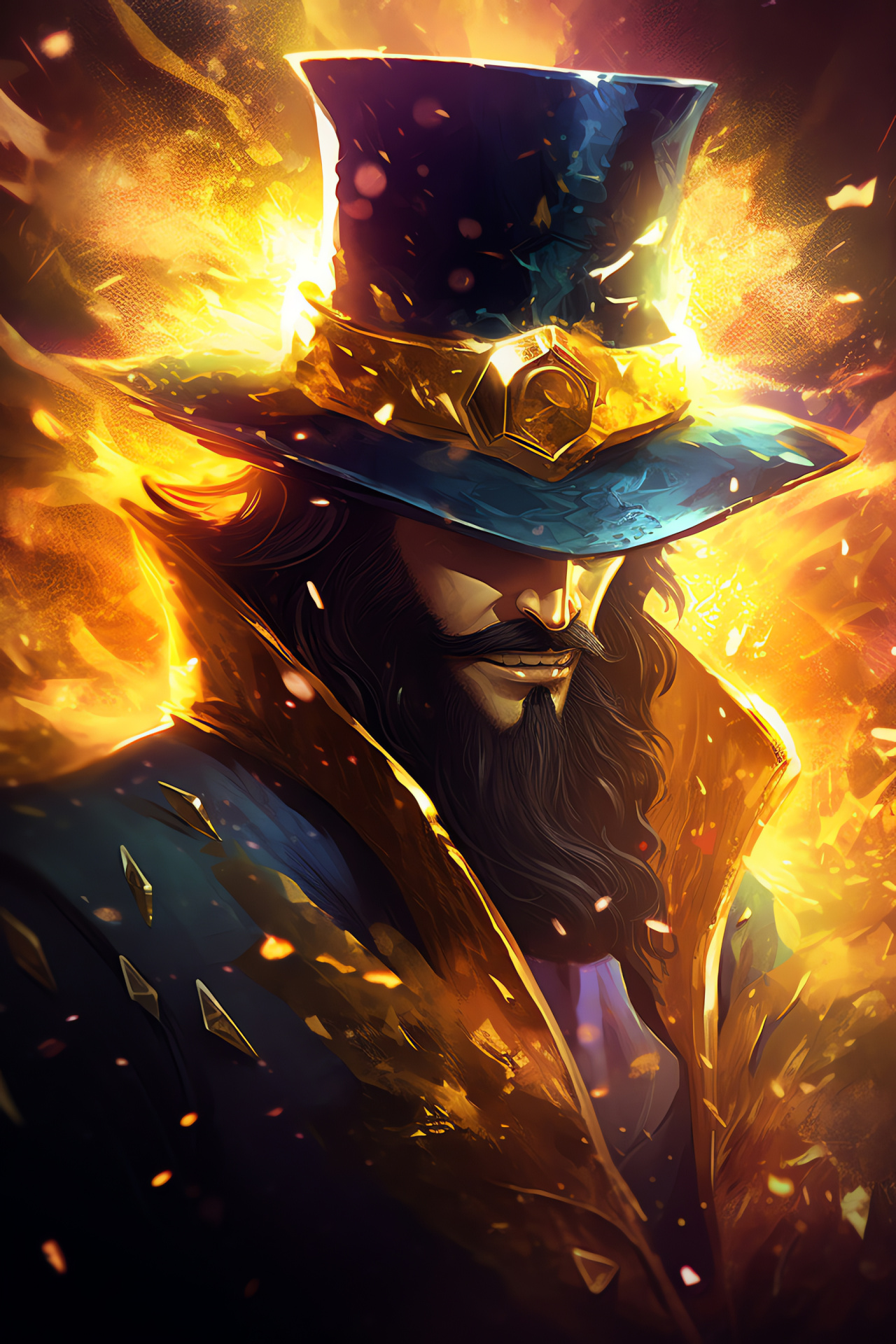 Summoner's Rift strategist, Twisted Fate's gameplay, Chaotic battleground, Traditional wide-brimmed hat, Cunning strategist, HD Phone Image