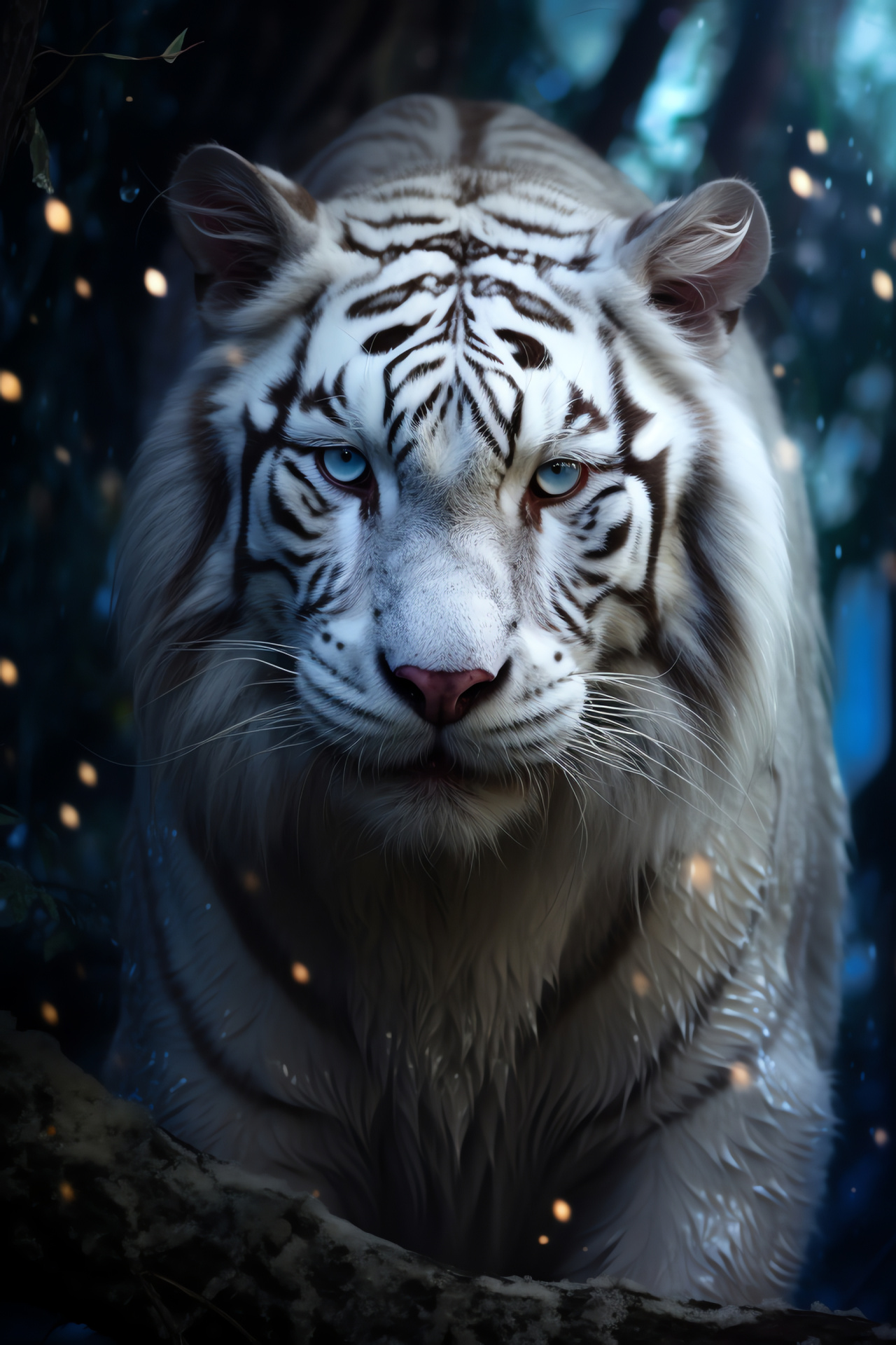 Silver-eyed Beast, Luxuriant Mammal Pelt, Gleaming Essence, Stripes of Moonbeam, Metallic Glisten, HD Phone Image