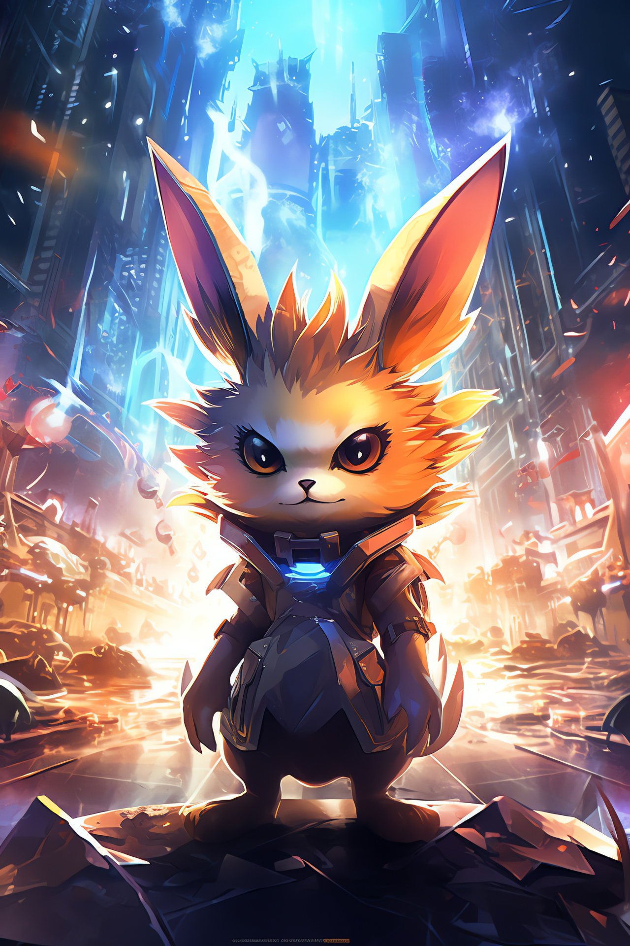 Pokemon Eevee evolutions, Flareon fire element, Metropolis backdrop, Anime styles, Evolutionary forms, HD Phone Wallpaper