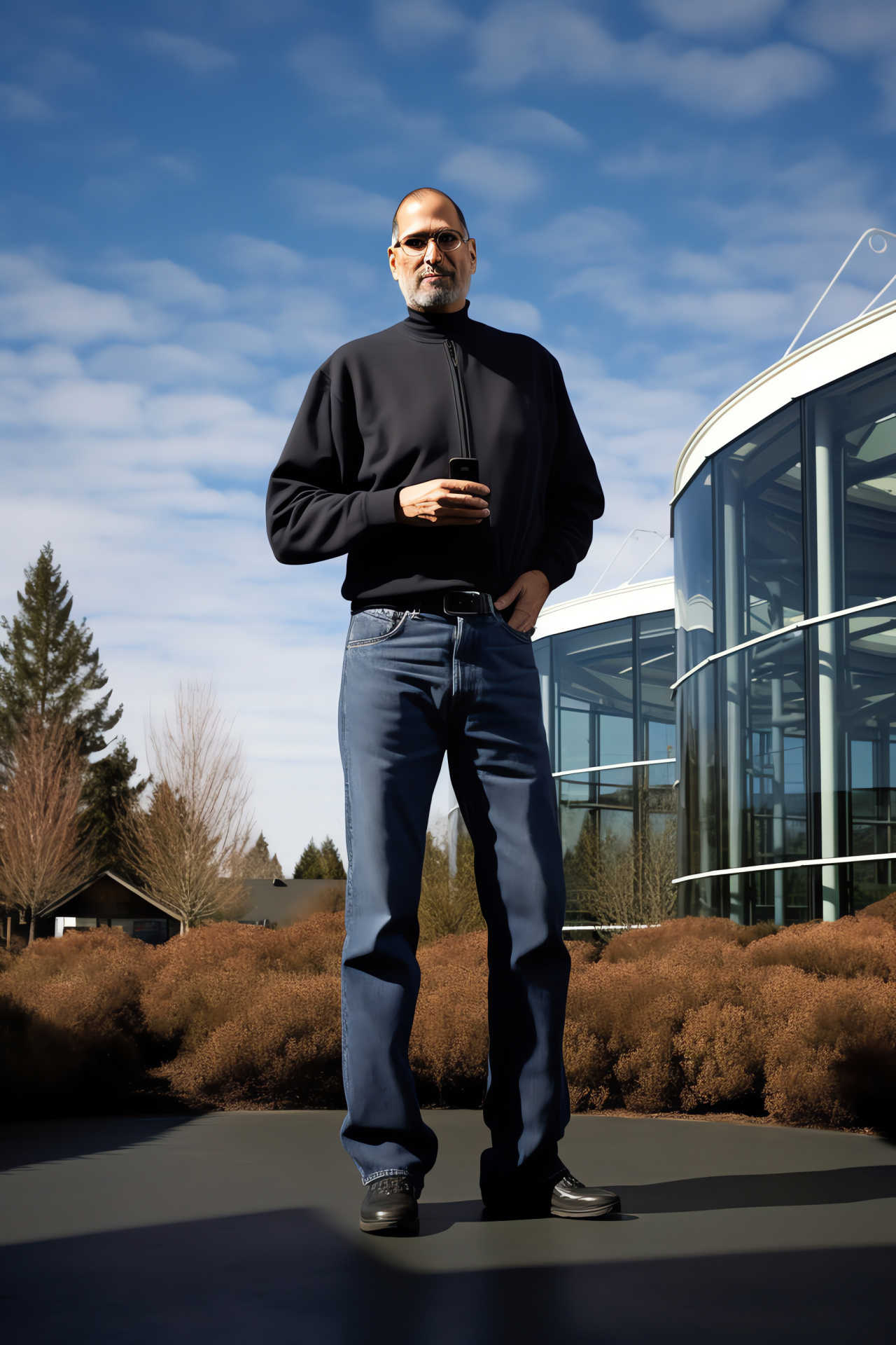 Technology innovator Steve Jobs, Corporate giant, Inaugural smartphone, Corporate headquarters, Product unveiling, HD Phone Image