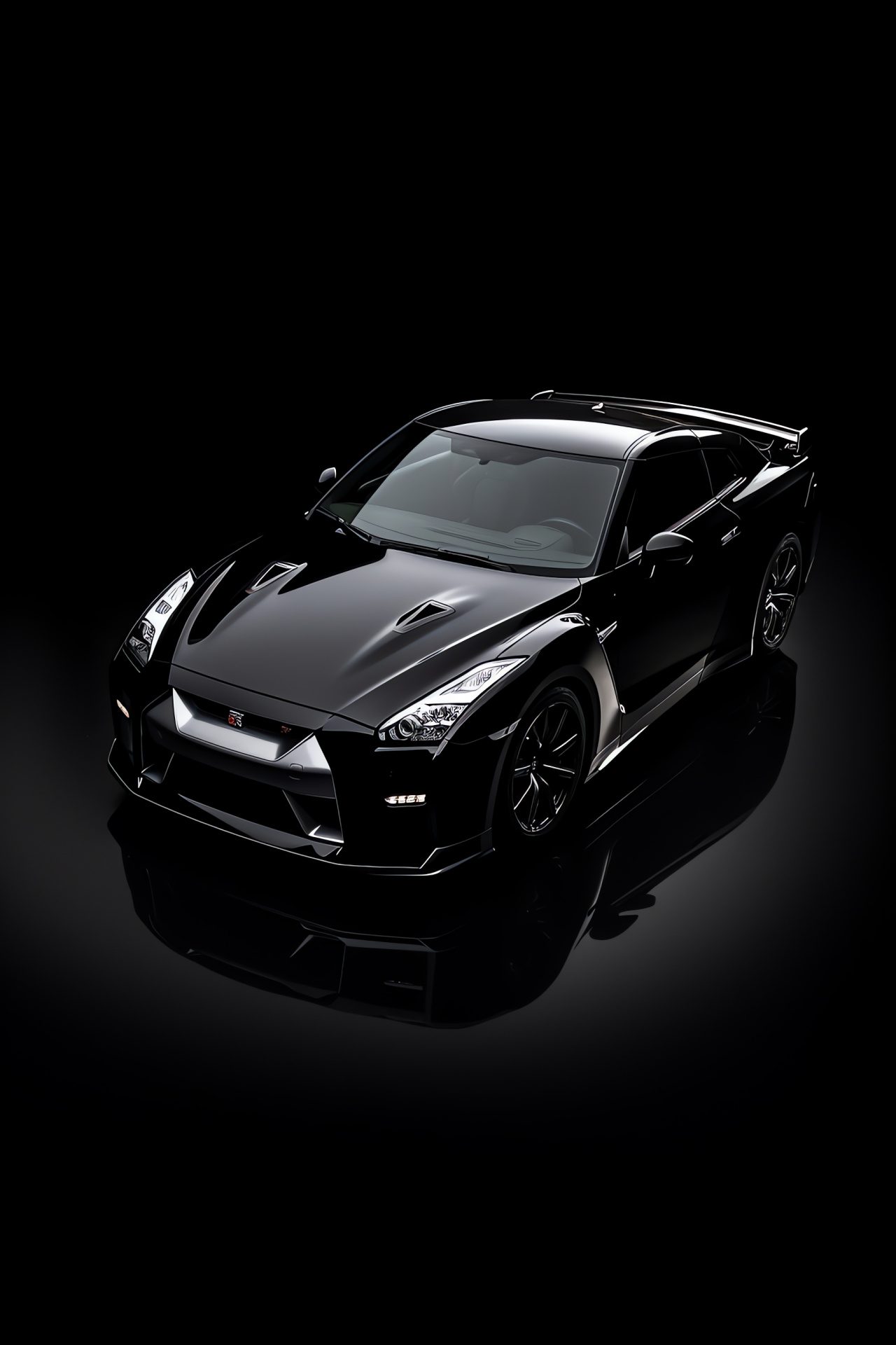 Nissan GTR HD, Elevated perspective, Monochrome contrast, Expression of elegance, Automotive sophistication, HD Phone Wallpaper