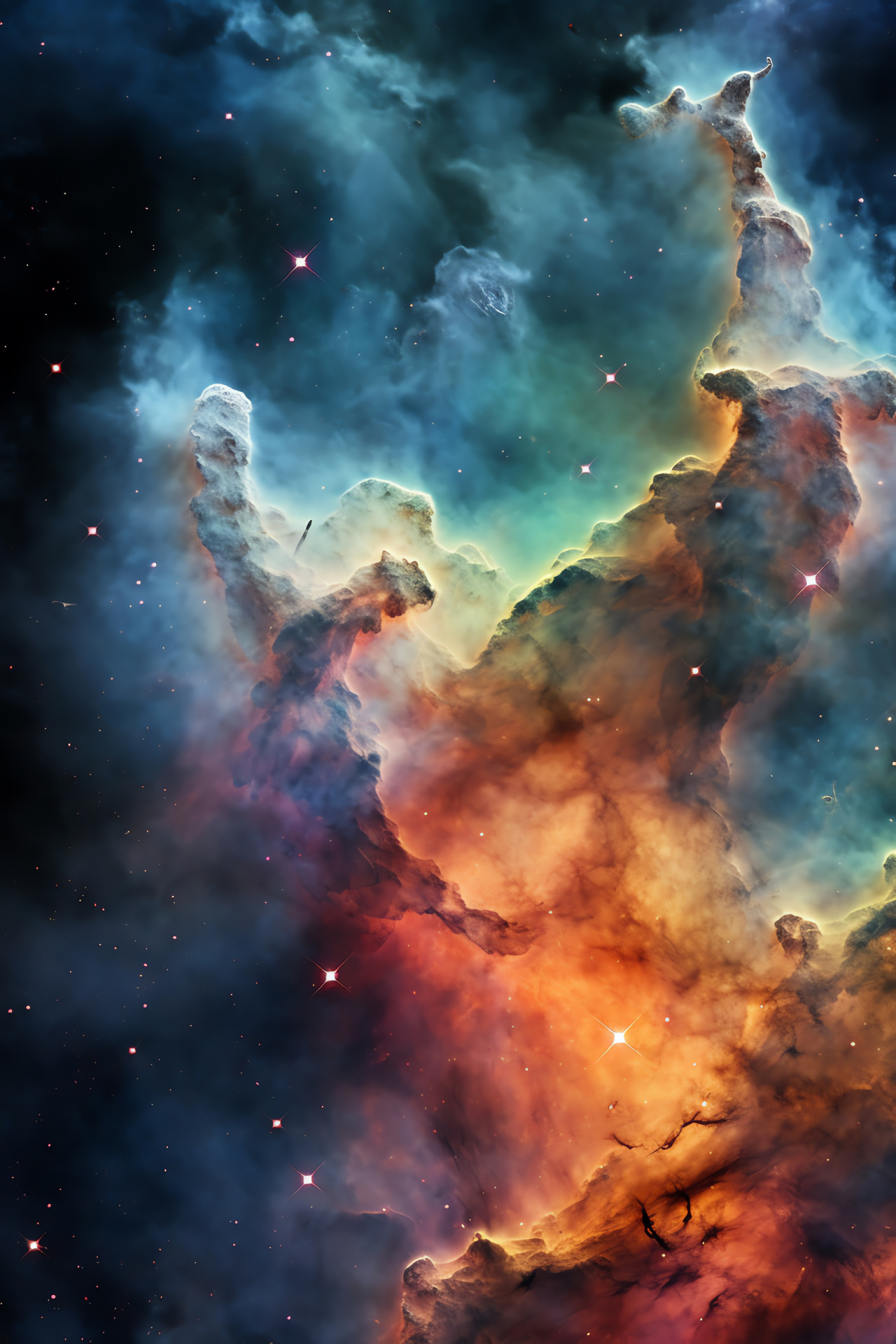 Carina Nebula brilliance, Star creation cradle, Vivid nebula colors, Cosmological formations, Astral birth zone, HD Phone Wallpaper