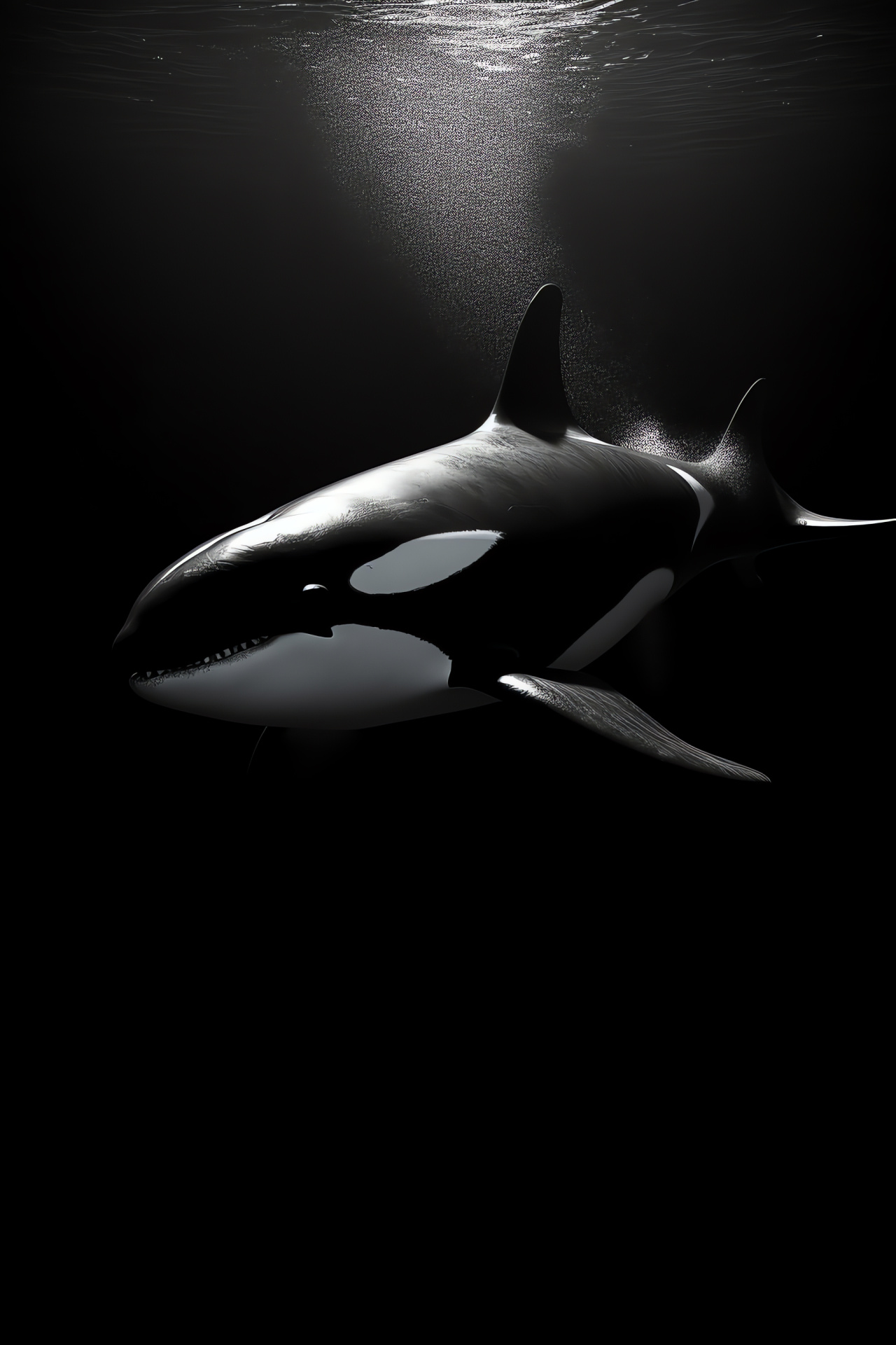 Mature Orca glide, Deep marine biome, Black-white cetacean, Ocean mystery, Aquatic sublimity, HD Phone Wallpaper