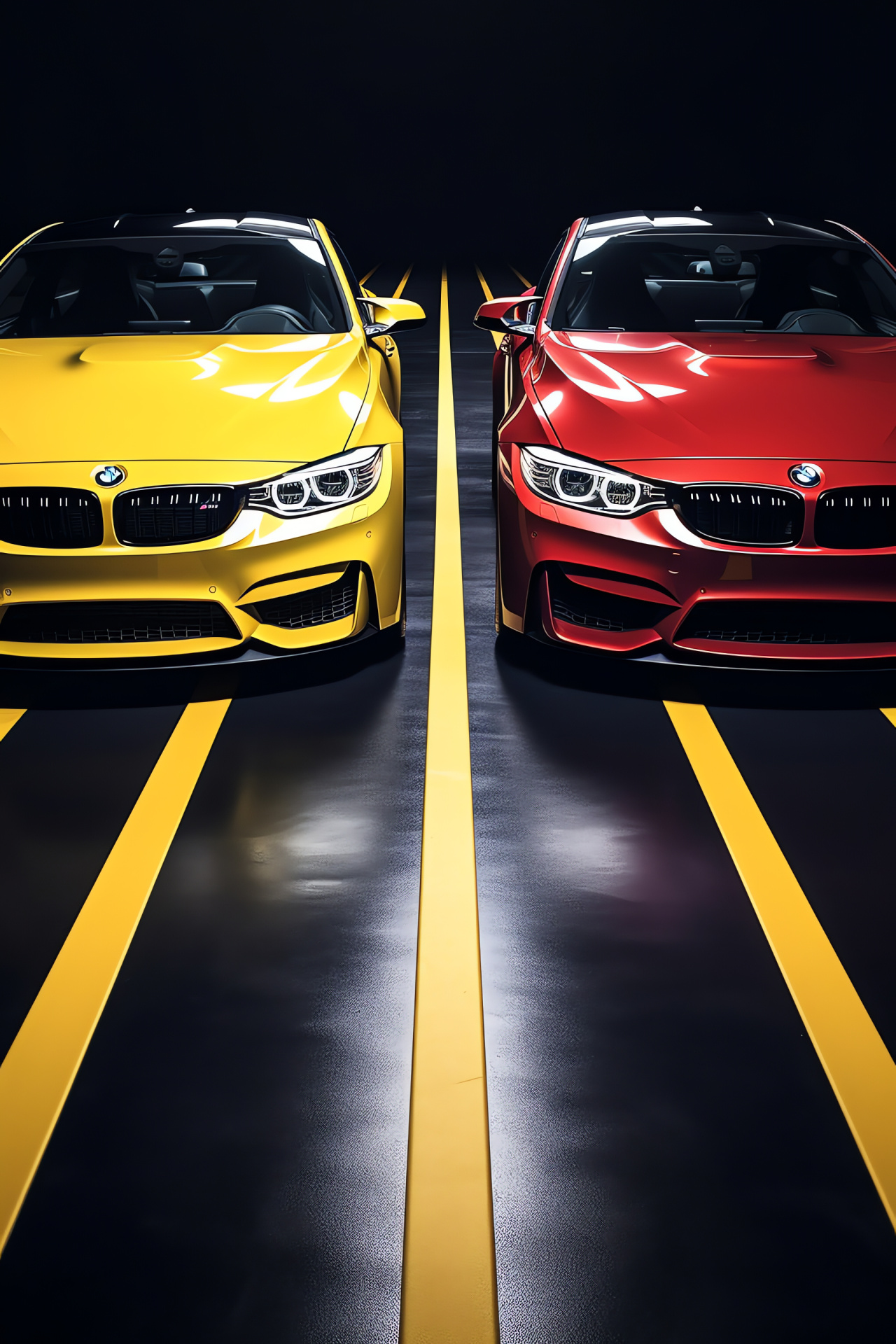 BMW M4 Competition, Street Racing scene, High-performance coupe, Racing aesthetics, Dynamic contrast, HD Phone Image