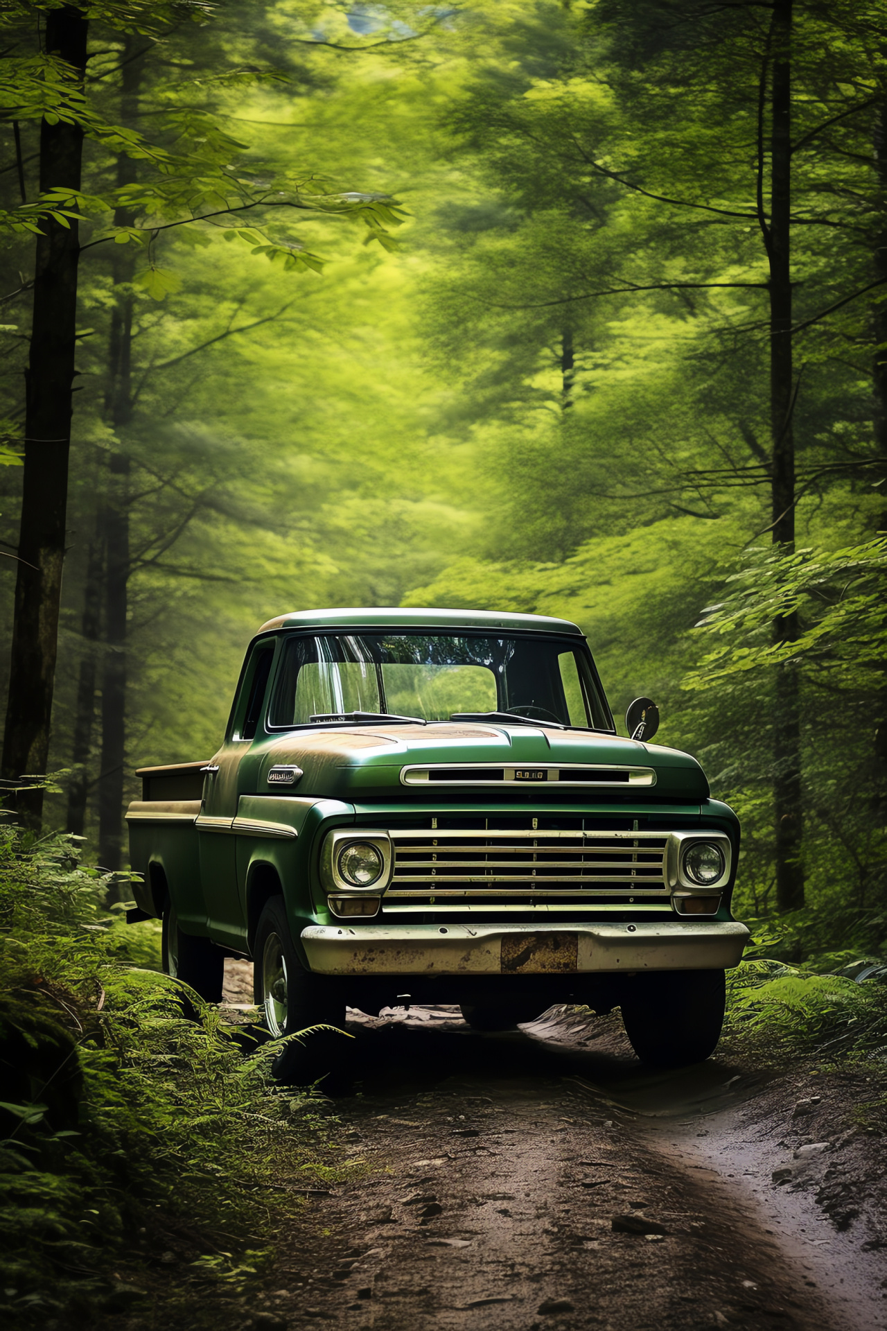 Ford Pickup F-250, Appalachian terrain, Country roads, Sylvan paint job, Outdoor adventure, HD Phone Wallpaper