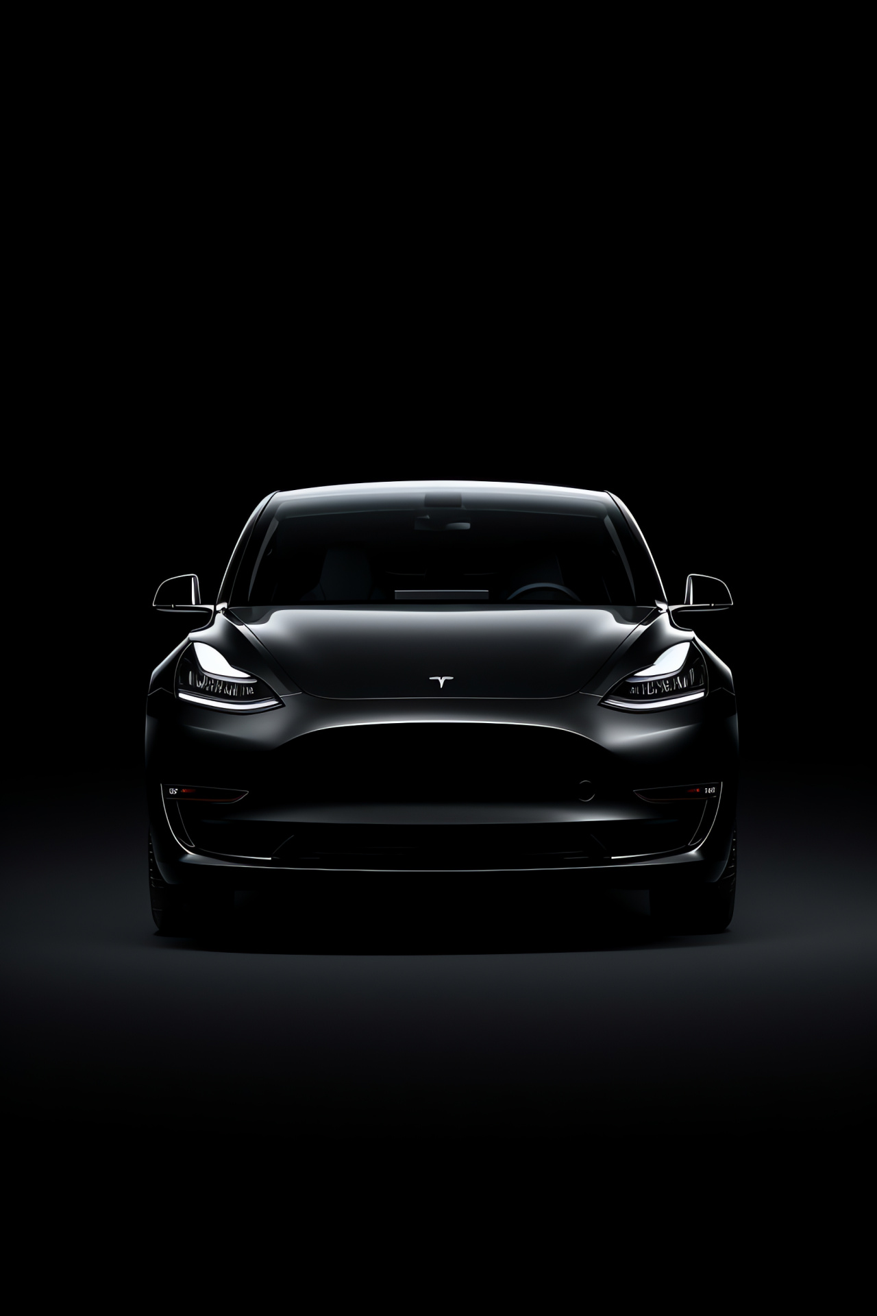 Tesla Model Y Long Range, Elevated capture, Sleek pure black finish, Automotive design, Electric SUV, HD Phone Wallpaper