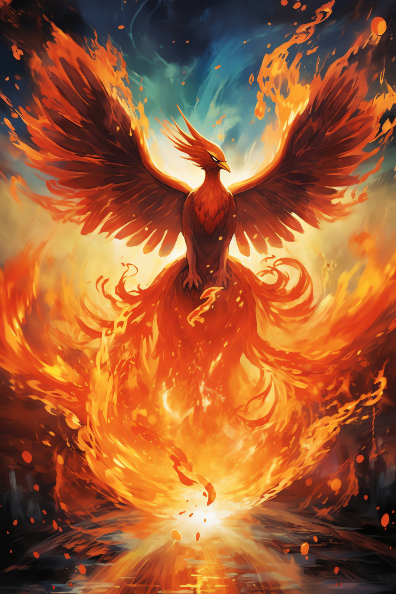 Fiery Moltres in Pokemon Fire Red, Phoenix-like, Ornate feathers, Game saga, Mythical firebird, HD Phone Wallpaper