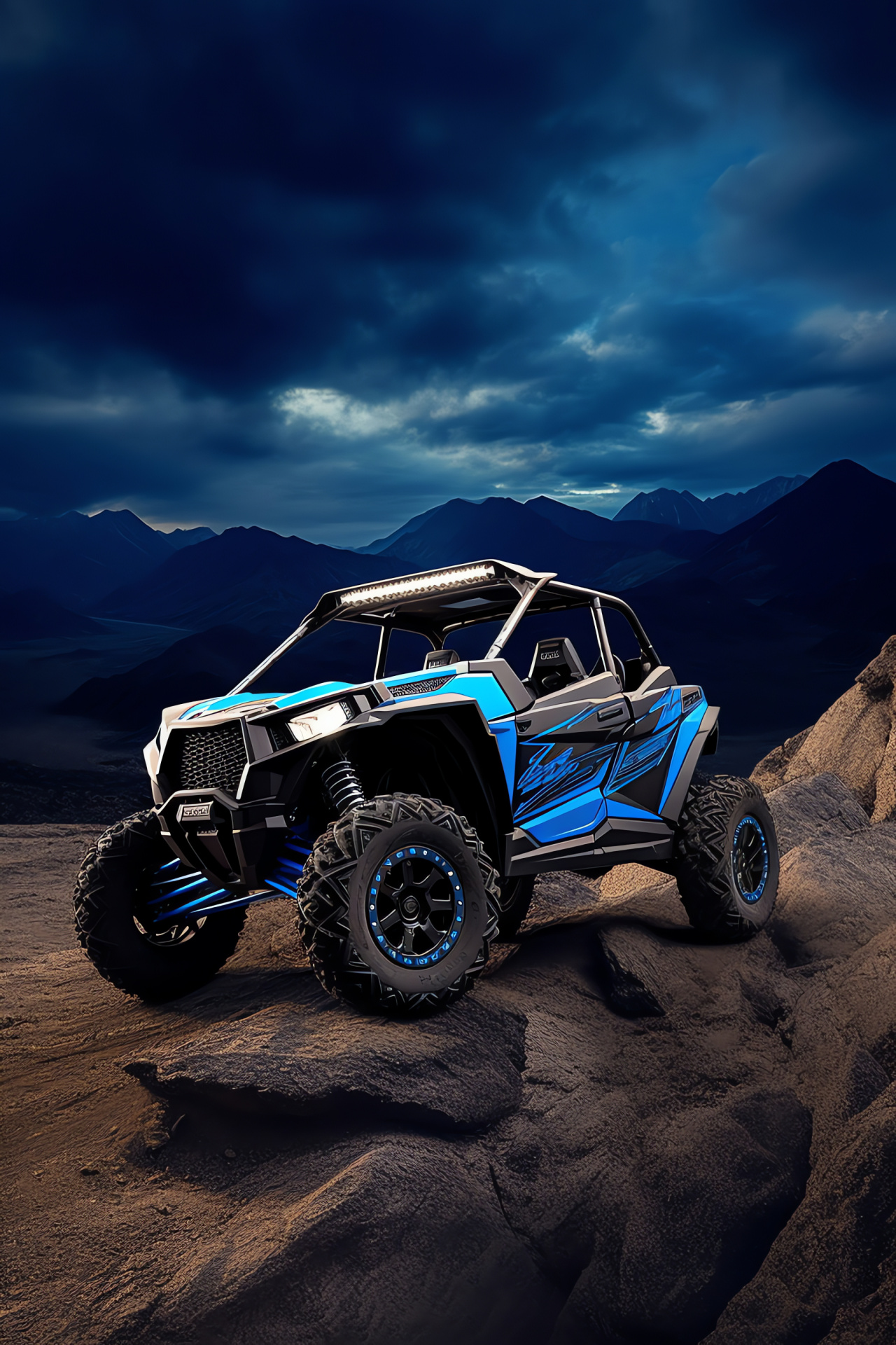 Polaris Rzr, high-performance model, Turbo S variant, striking color scheme, dynamic backdrop, HD Phone Image