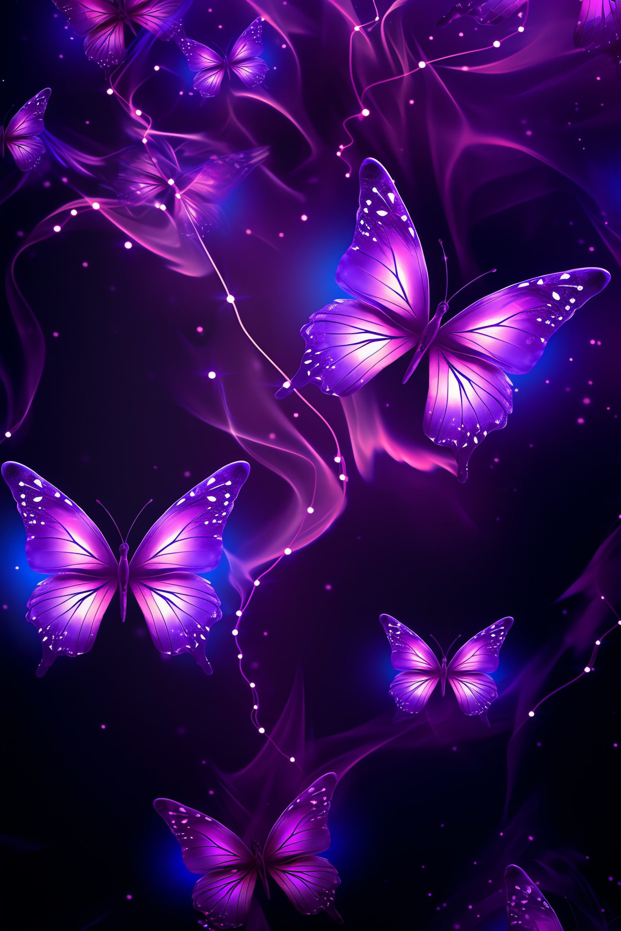 Purple Butterflies, delicate lepidoptera, winged insects, soft glowing aura, ornate designs, HD Phone Wallpaper