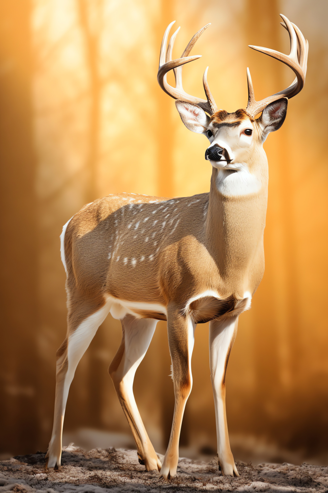 Majestic Deer, Sunlit forest, Whitetail species, Wildlife encounter, Calm deer posture, HD Phone Wallpaper