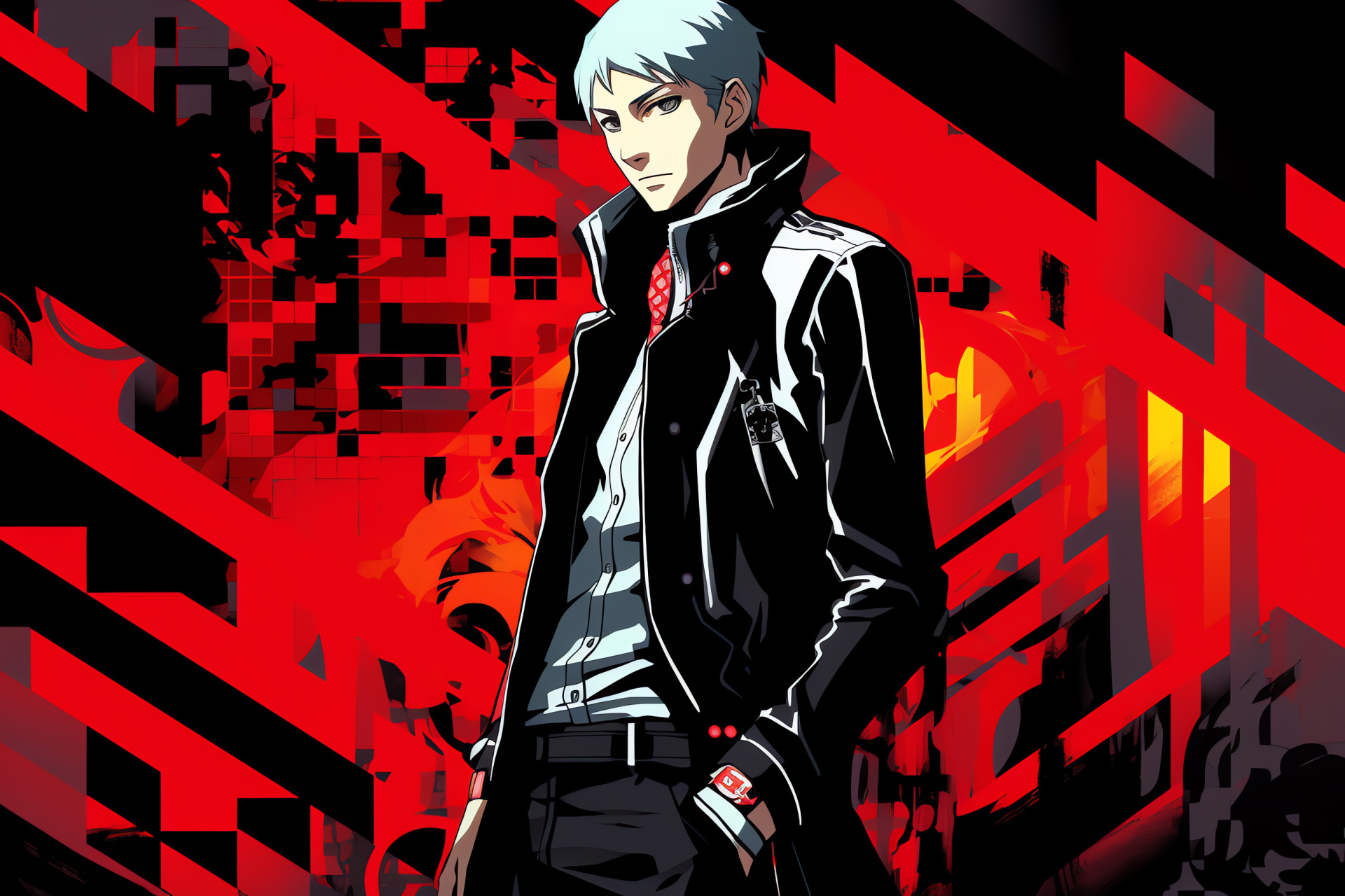 Persona 3 representation, Akihiko Sanada, Dove gray irises, Snowy hair, Athlete's outfit, HD Desktop Wallpaper