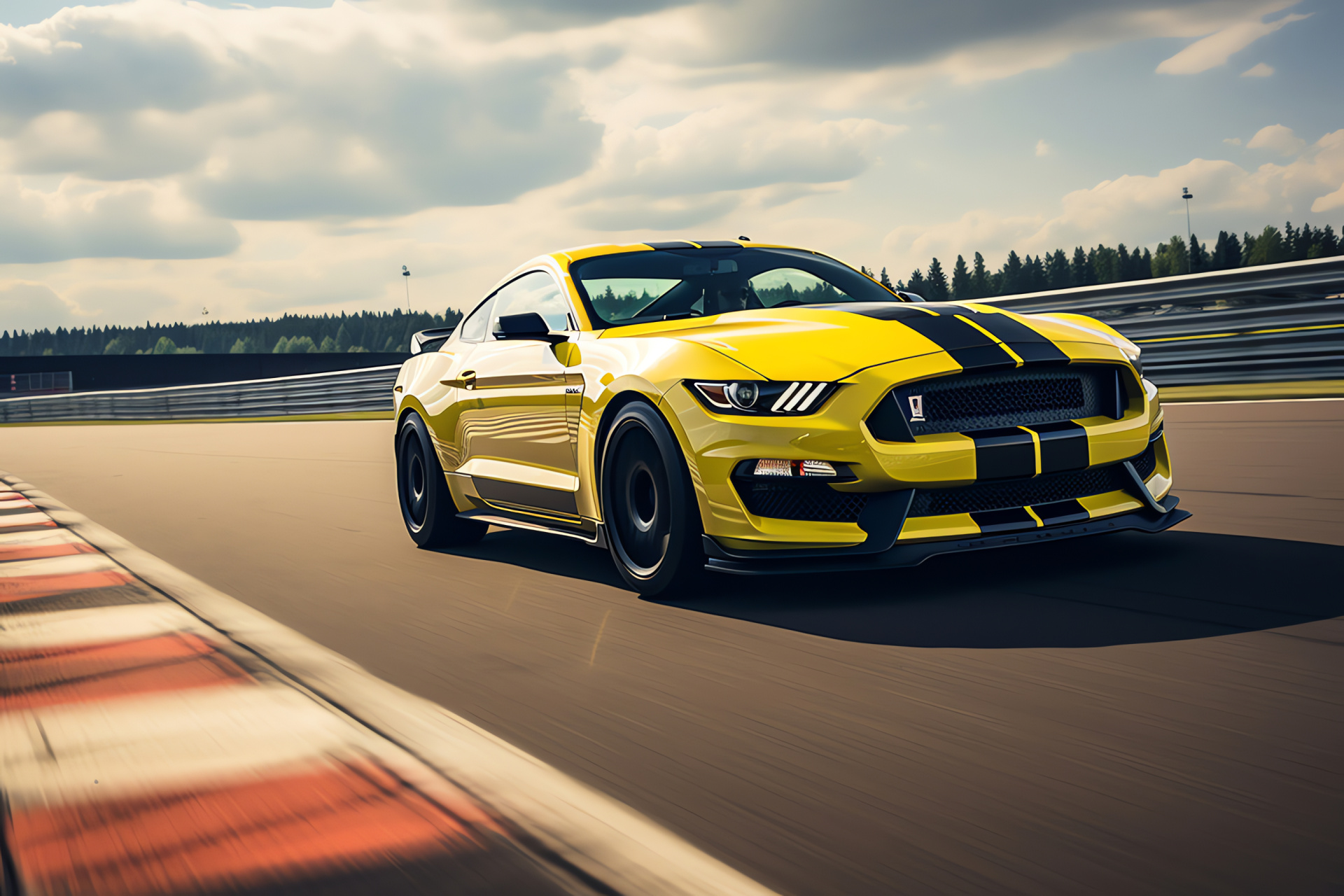 Mustang GT350R Hockenheimring prowess, Tuned exhaust melody, Carbon fiber performance, German track engagement, Competing heritage, HD Desktop Image