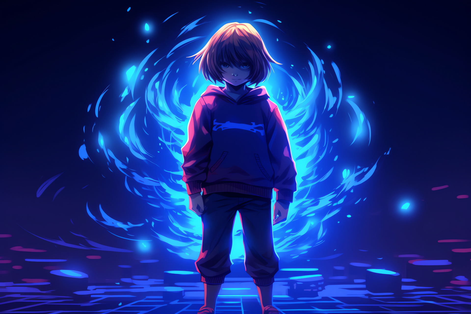 Frisk avatar, Undertale saga, Player interface, Mauve gaze, Fantasy universe, HD Desktop Wallpaper