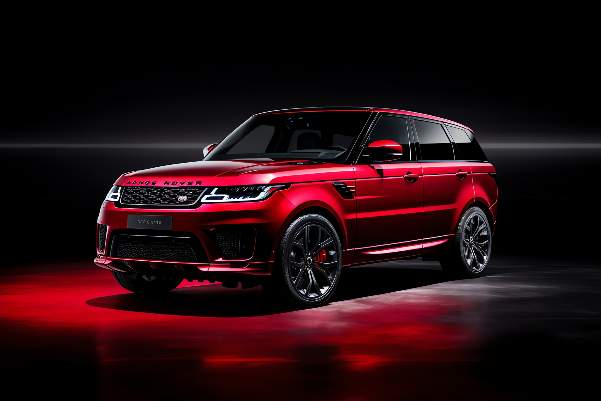 Range Rover Sport 2018, Expansive display, Red tone, Focused lighting, Symbol of performance, SUV charisma, HD Desktop Image