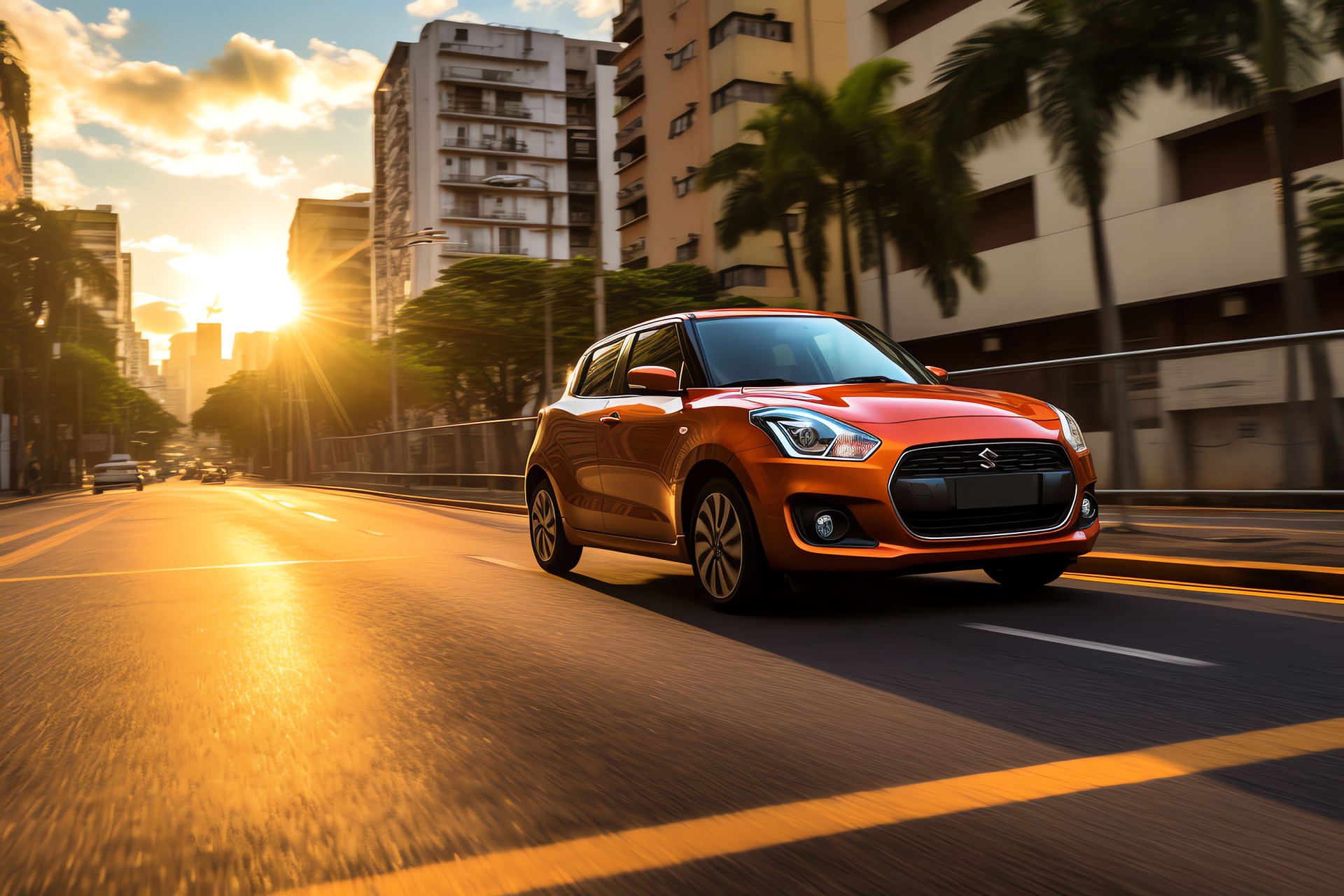 Suzuki Swift Sport, Rio de Janeiro scenery, Dynamic urban vehicle, City driving enjoyment, Urban landscapes, HD Desktop Wallpaper