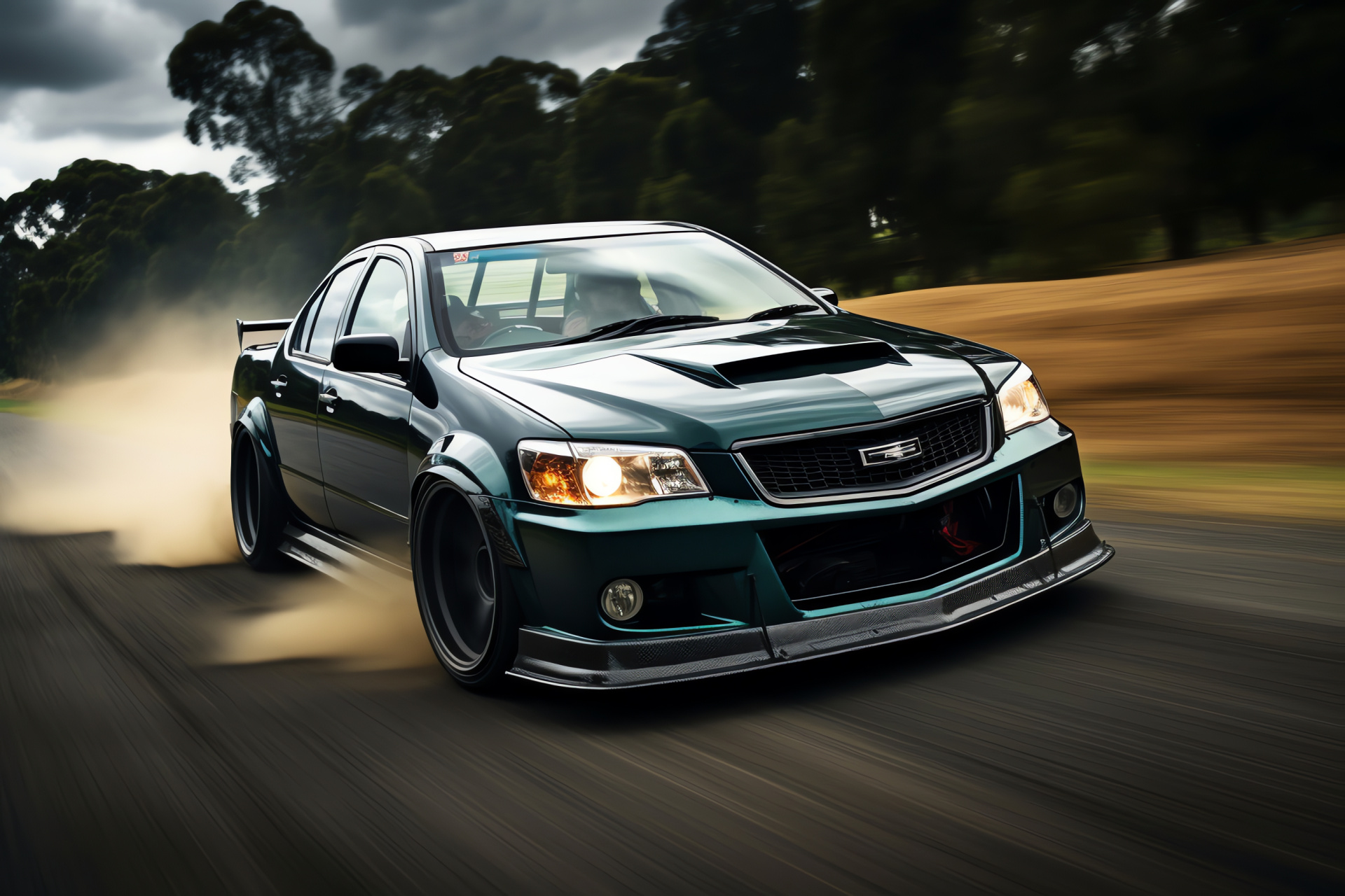 Holden Commodore Ute action, Aussie muscle drift, Purpose-built wide unit, Bold faade, High-adrenalin motorsport, HD Desktop Wallpaper