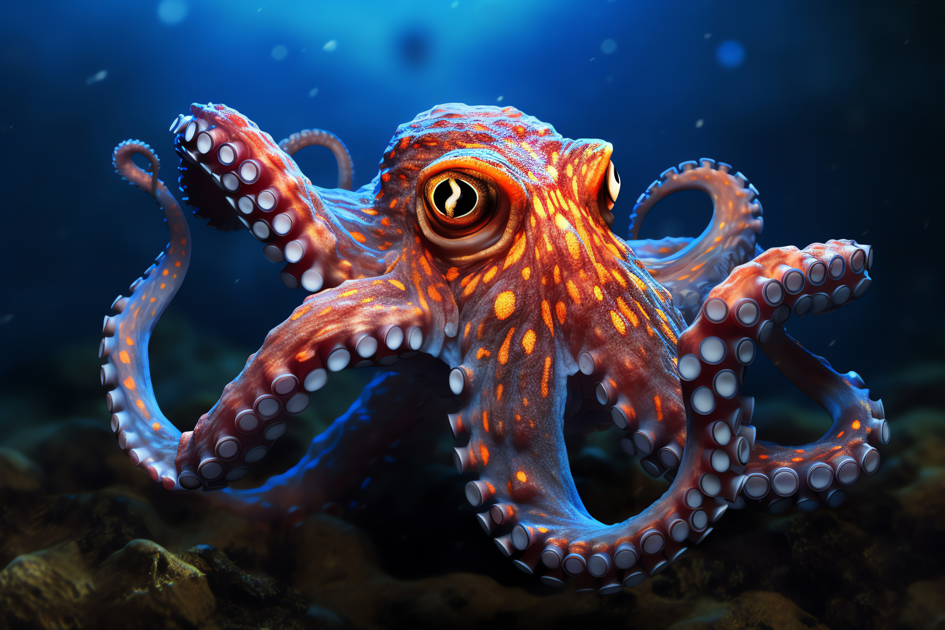 Pacific octopus, Giant cephalopod, Ocean depths, Marine invertebrate, Pacific marine life, HD Desktop Wallpaper