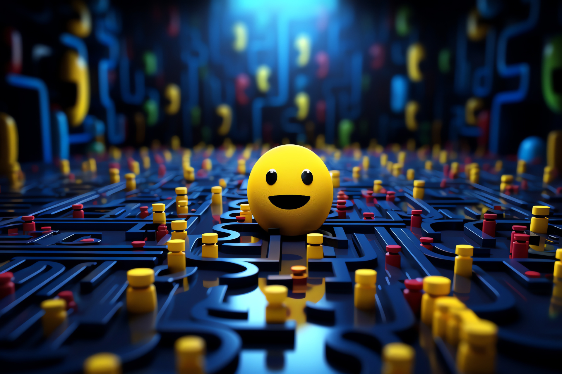 Pacman arcade, Retro gaming, Virtual environment, Classic character, Round shape, HD Desktop Image