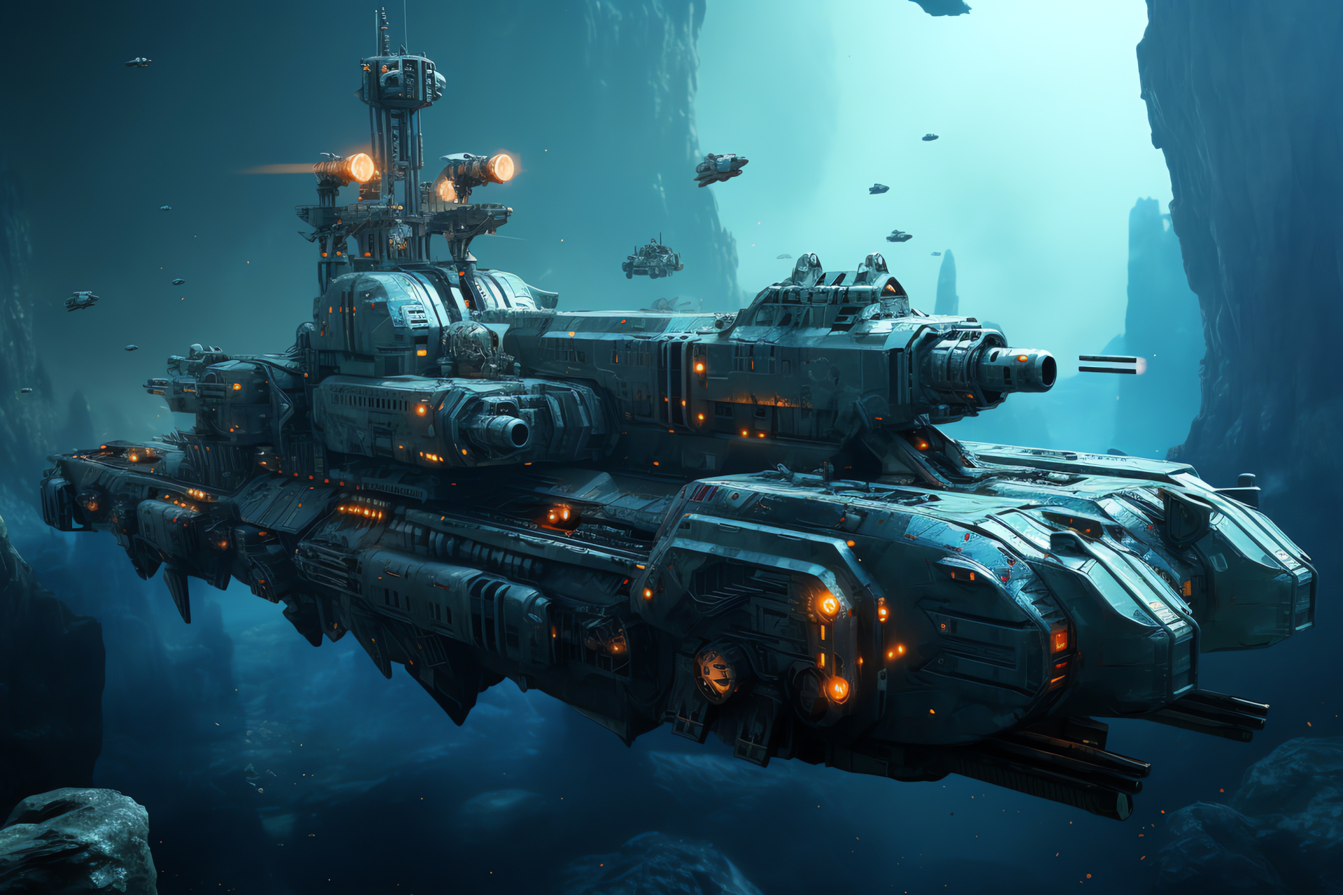 Corsair vessel, Intergalactic ambush, Spacefaring freighter, Galactic rogue, Interstellar heist, HD Desktop Wallpaper