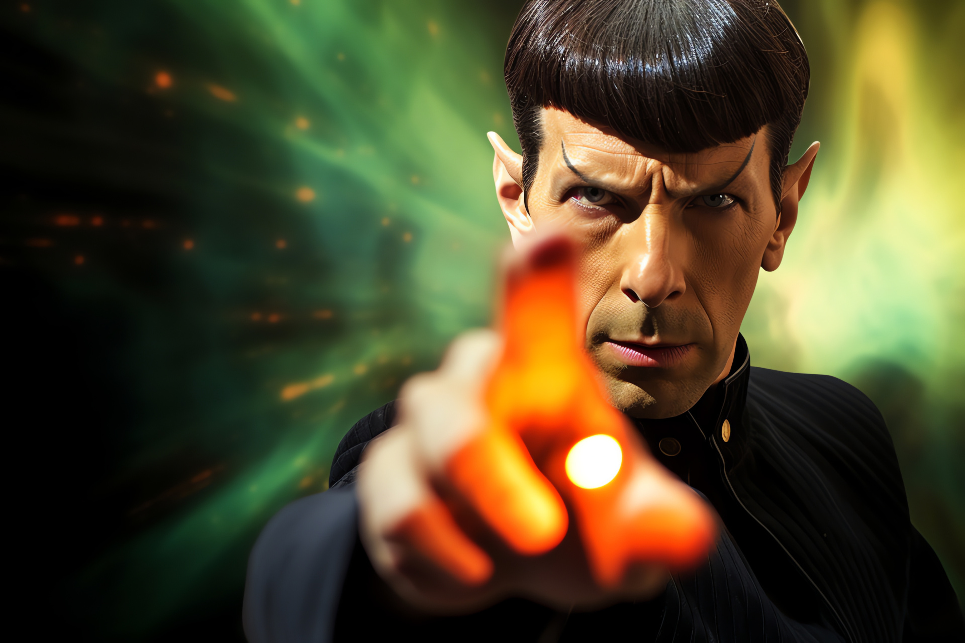 Spock of NCC 1701, Iconic science officer, Nimoy's portrayal, Peaceful hand gesture, Interstellar diplomacy , HD Desktop Image