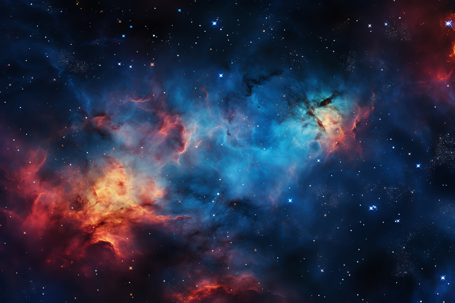 Cosmic cloud Tarantula Nebula, Large Magellanic Cloud region, astrophysical phenomenon, cerulean nebula hues, HD Desktop Image